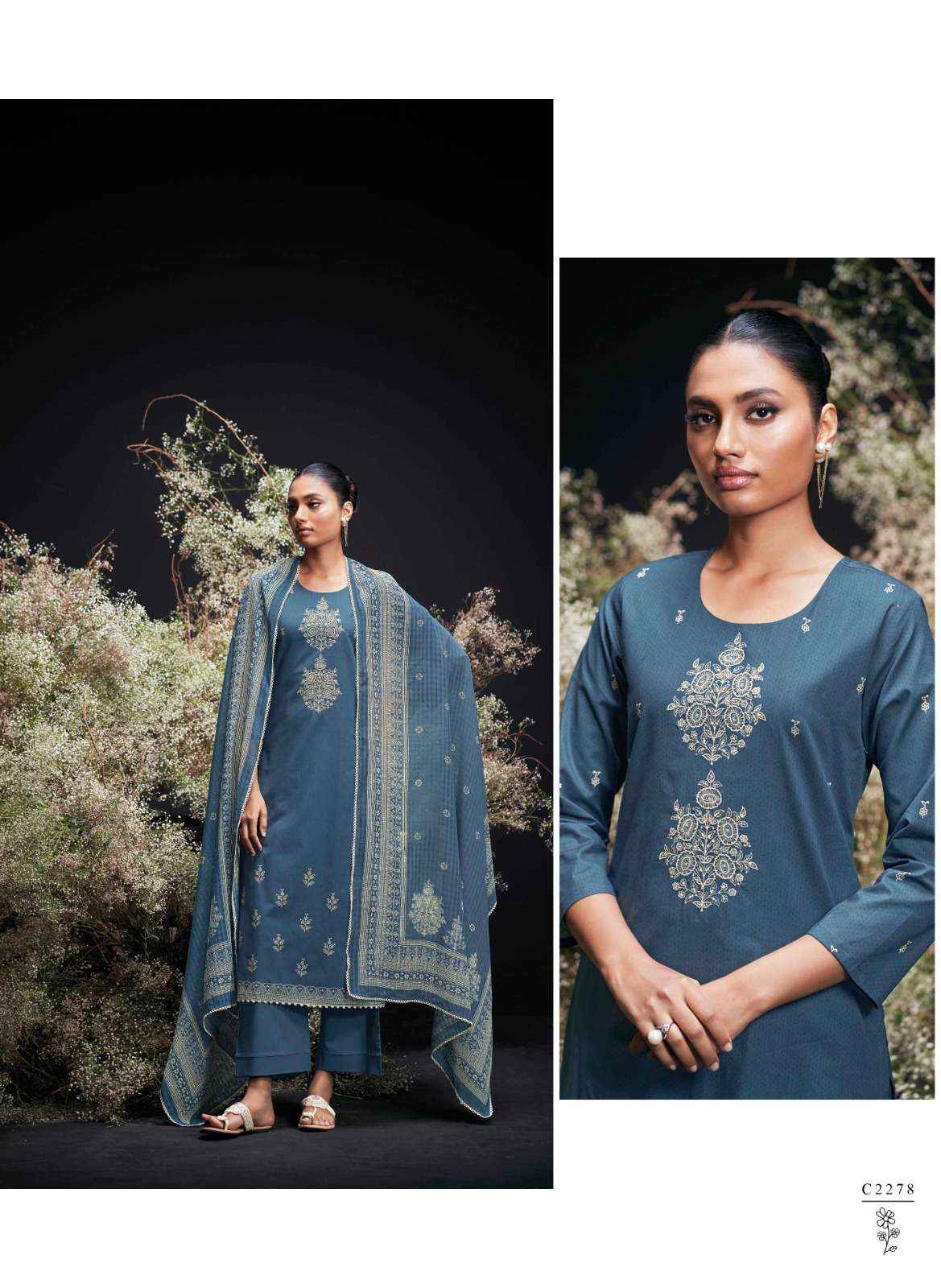 Ganga Enzi Cotton Dress Material 6 pcs Catalogue