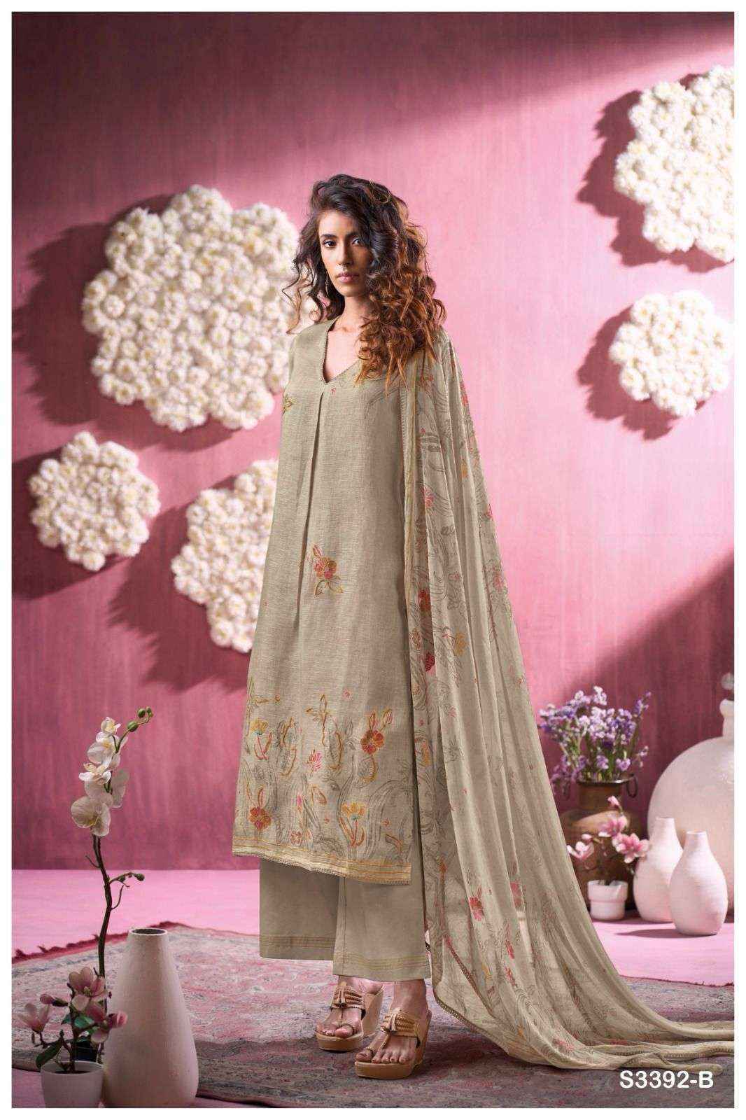 Ganga Florissa 3392 Linen Cotton Dress Material 4 pcs Catalogue