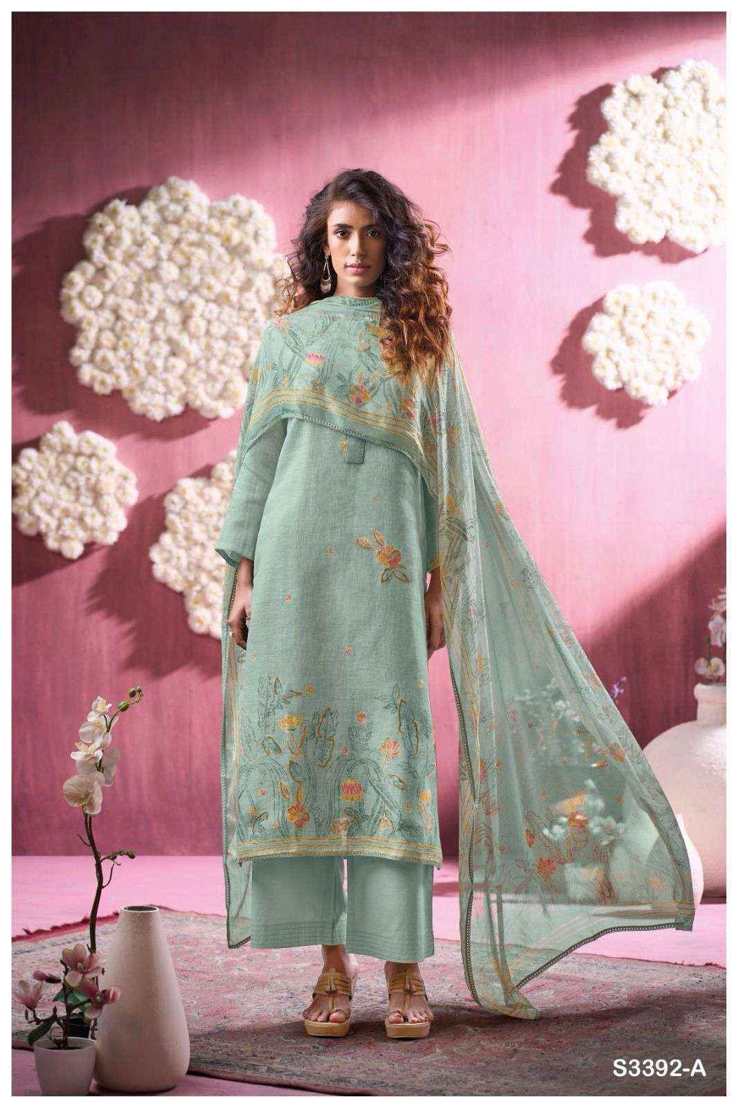 Ganga Florissa 3392 Linen Cotton Dress Material 4 pcs Catalogue
