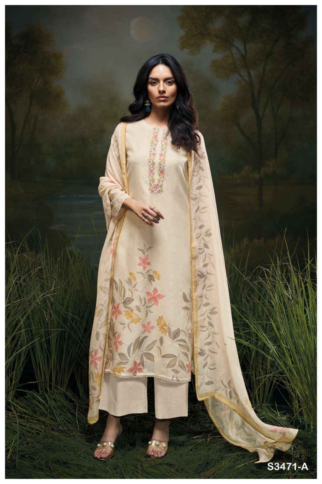 Ganga Genika-3471 Cotton Dress Material (4 pcs Catalogue)