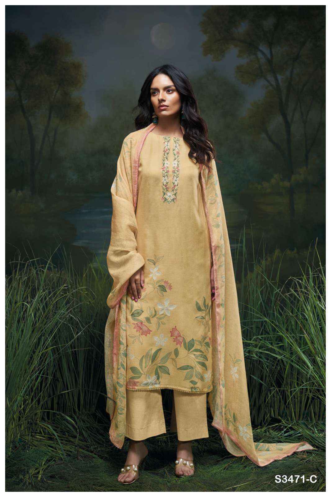 Ganga Genika-3471 Cotton Dress Material (4 pcs Catalogue)