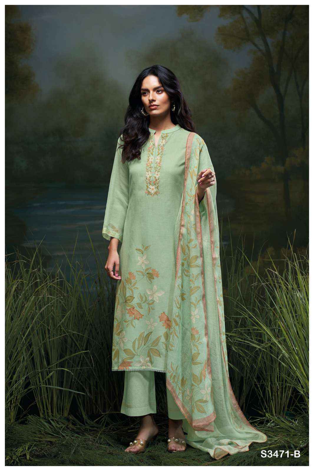 Ganga Genika-3471 Cotton Dress Material (4 pcs Catalogue)