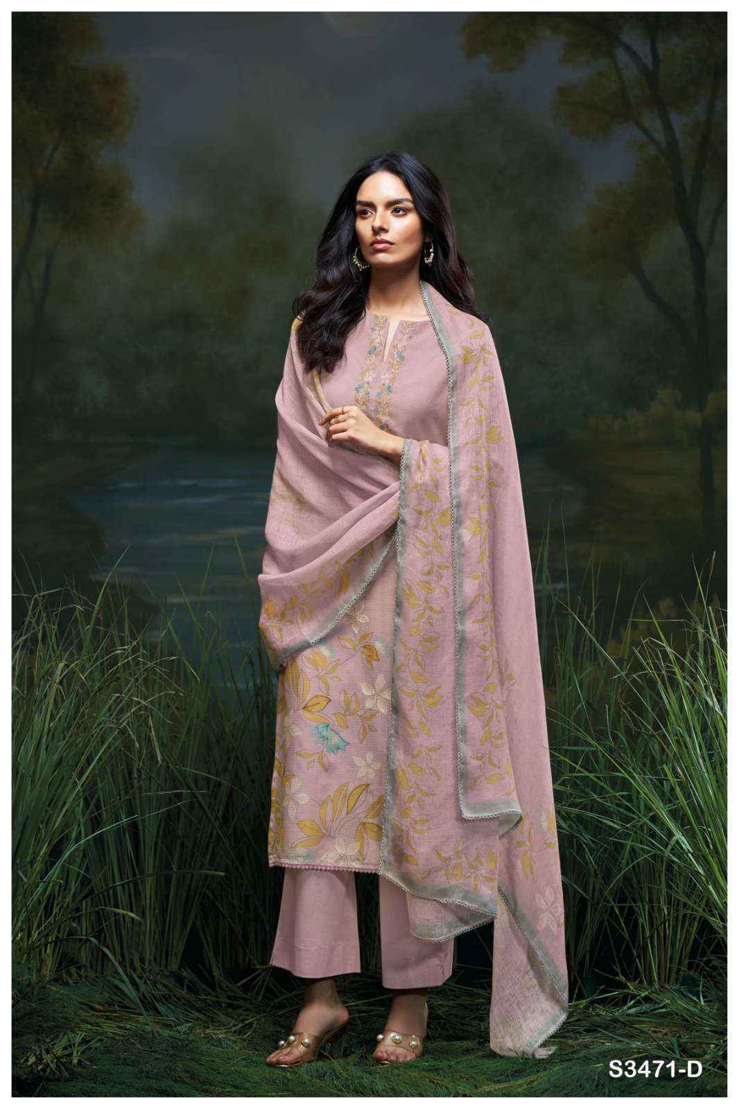 Ganga Genika-3471 Cotton Dress Material (4 pcs Catalogue)