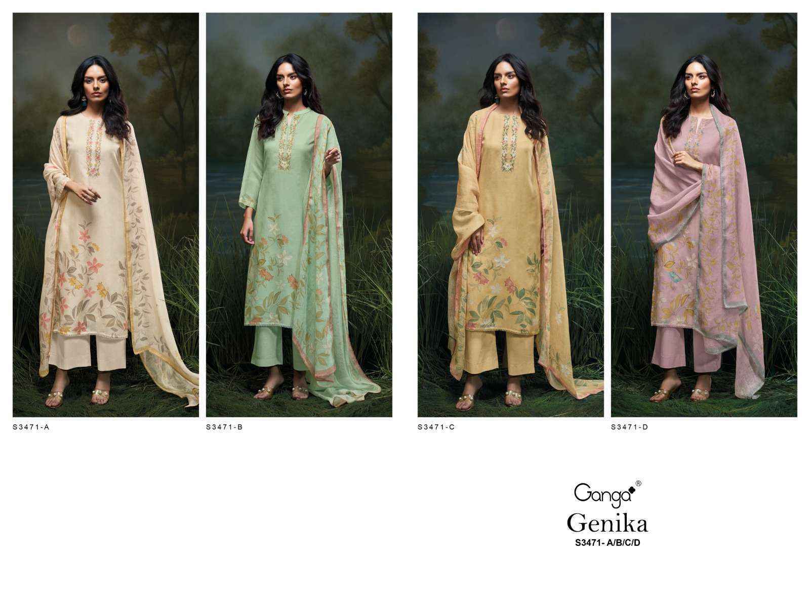 Ganga Genika-3471 Cotton Dress Material (4 pcs Catalogue)
