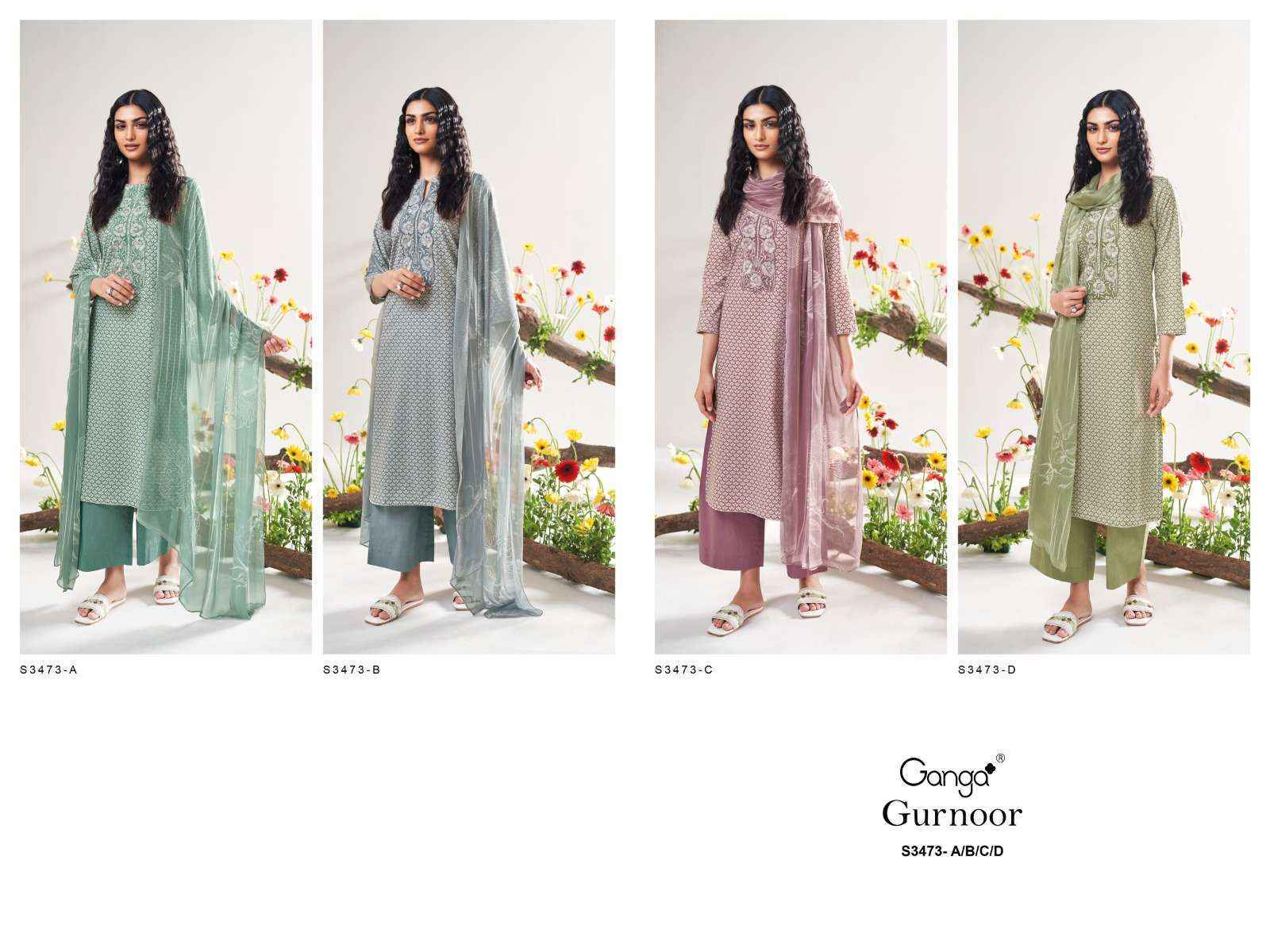 Ganga Gurnoor-3473 Cotton Dress Material (4 pcs Catalogue)