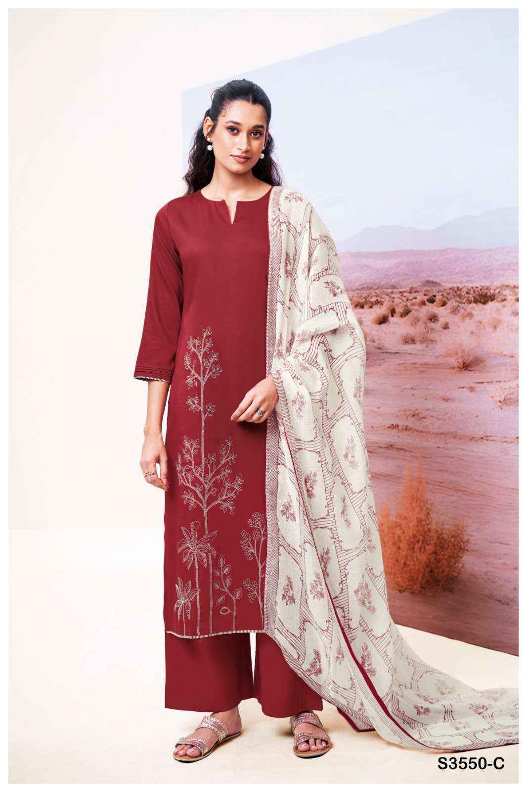Ganga Isheeta 3550 Silk Cotton Dress Material 4 pcs Catalogue