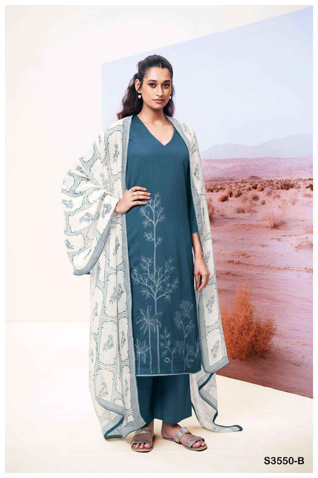 Ganga Isheeta 3550 Silk Cotton Dress Material 4 pcs Catalogue