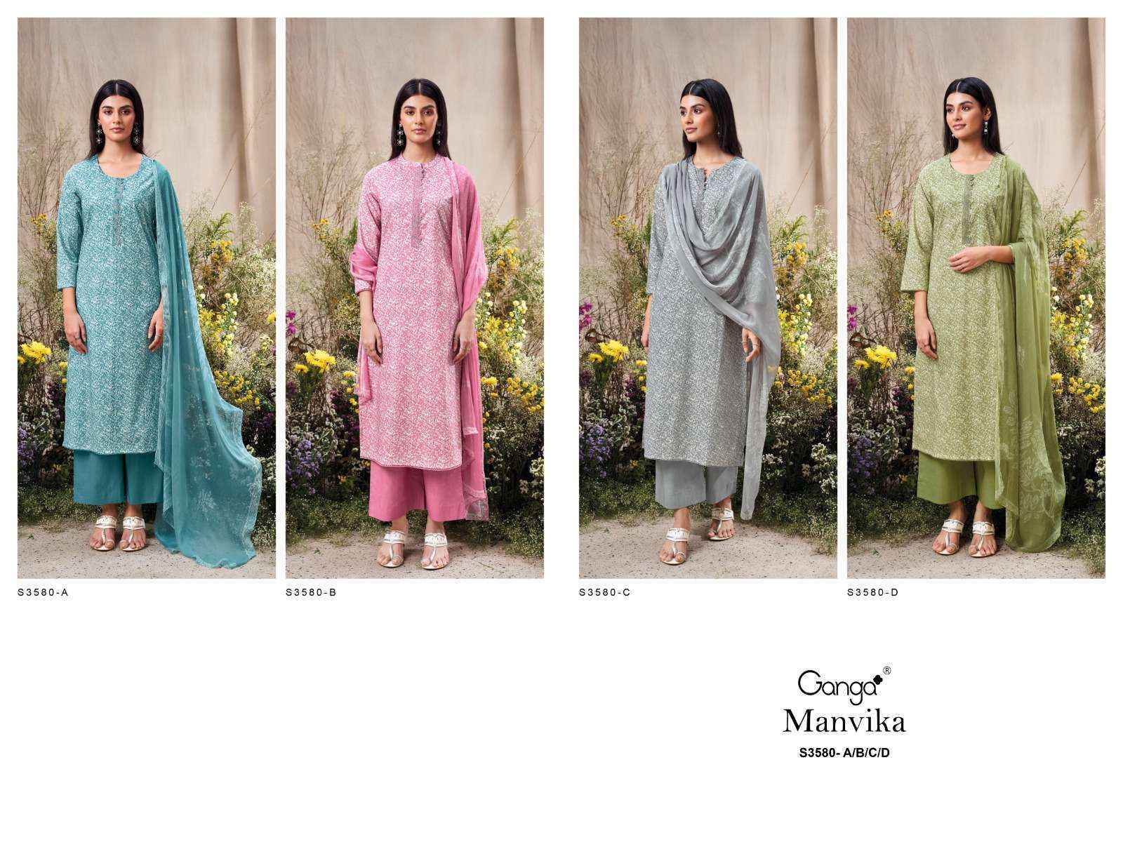 Ganga Manvika-3580 Cotton Dress Material (4 pcs Catalogue)
