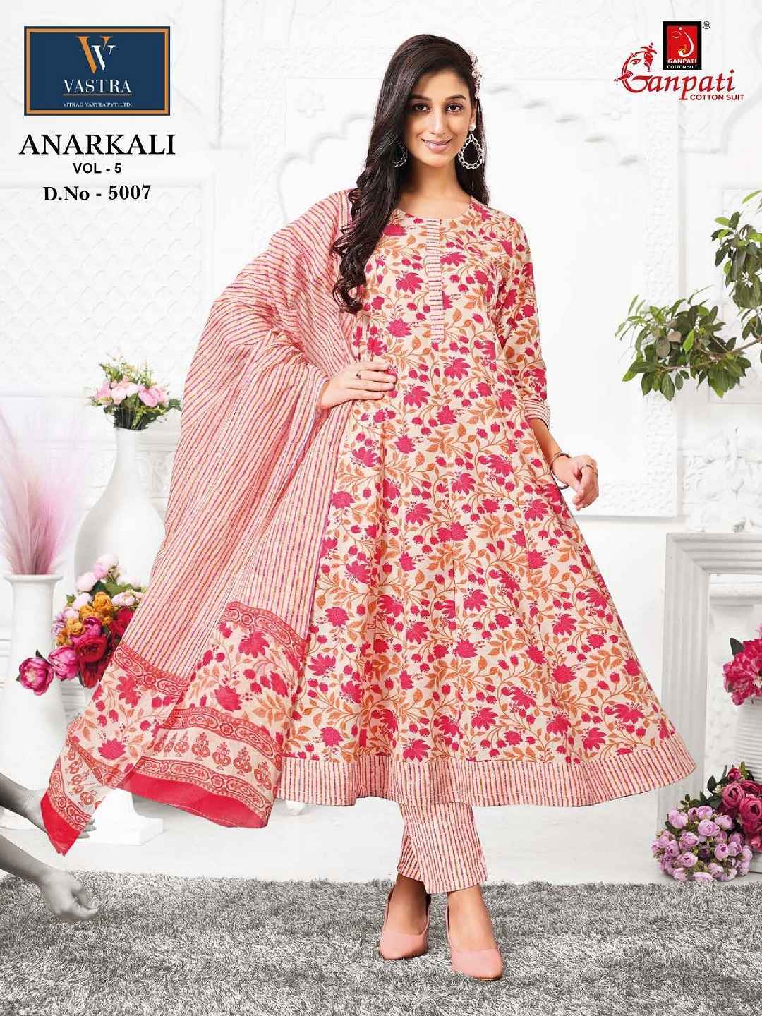 Ganpati Anarkali Vol 5 Readymade Cotton Dress 12 pcs Catalogue