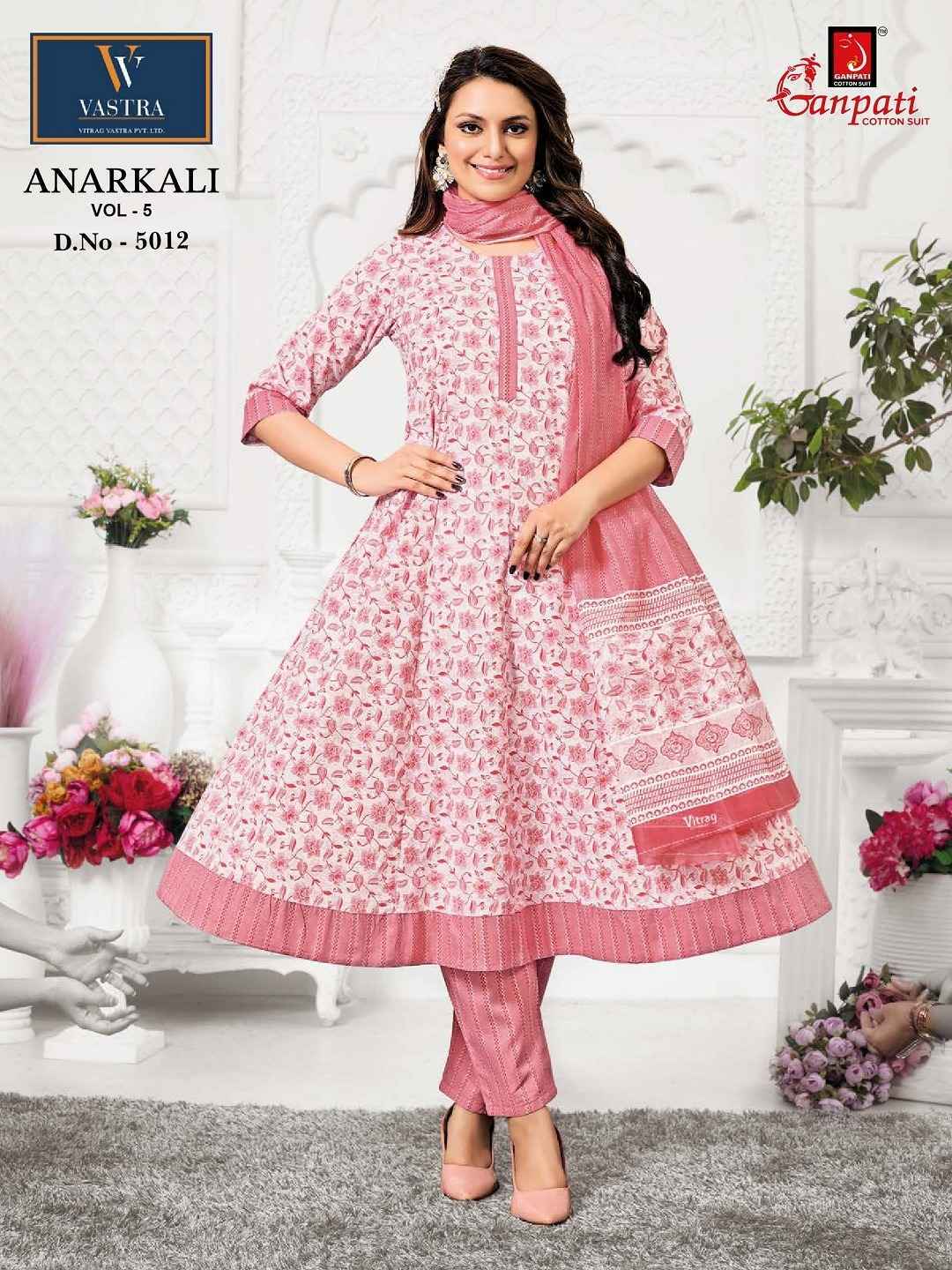 Ganpati Anarkali Vol 5 Readymade Cotton Dress 12 pcs Catalogue