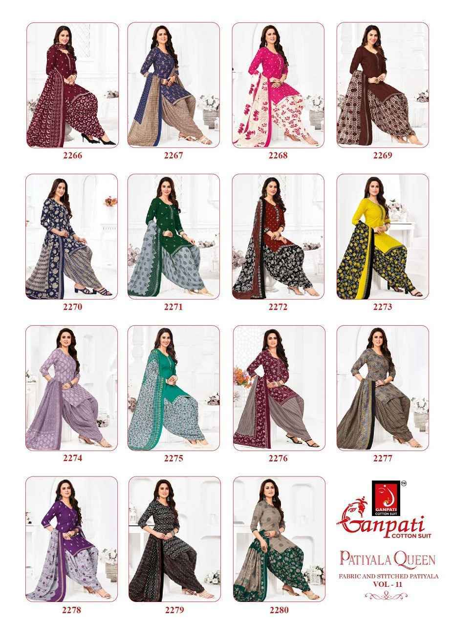Ganpati Patiyala Queen Vol 11 Readymade Cotton Dress 15 pcs Catalogue