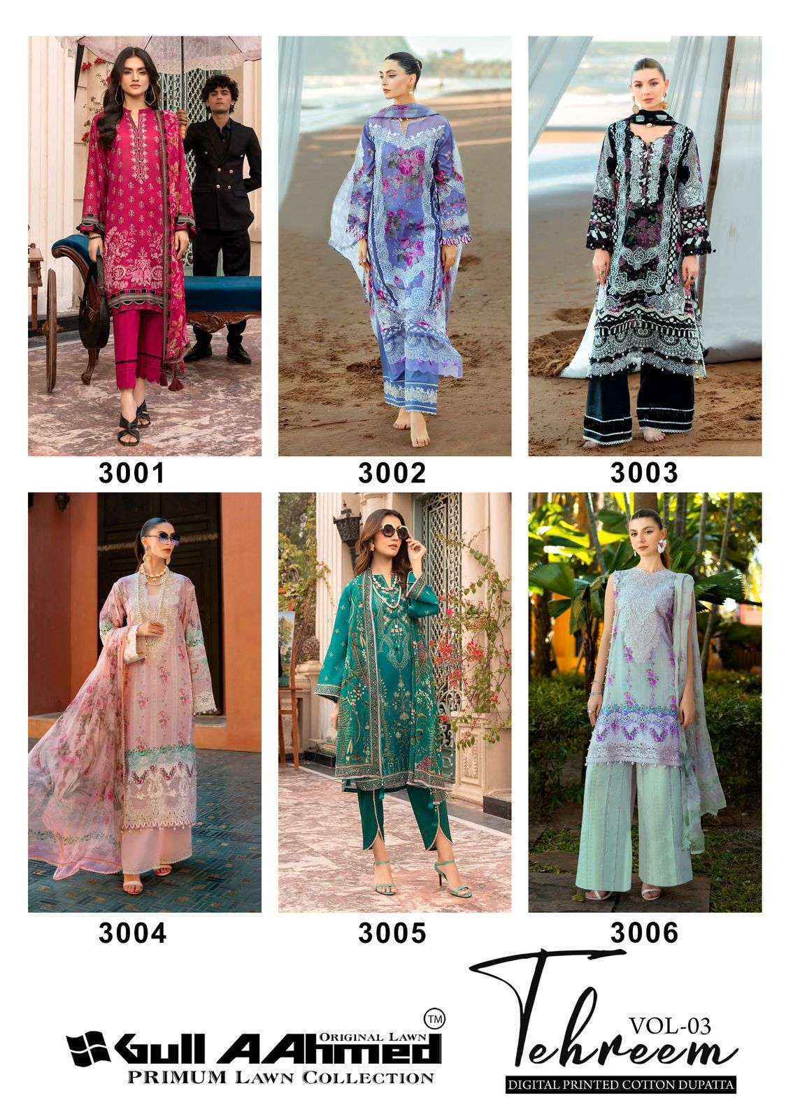 Gull Aahmed Tehreem Vol-3 Lawn Cotton Dress Material (6 pcs Catalogue)