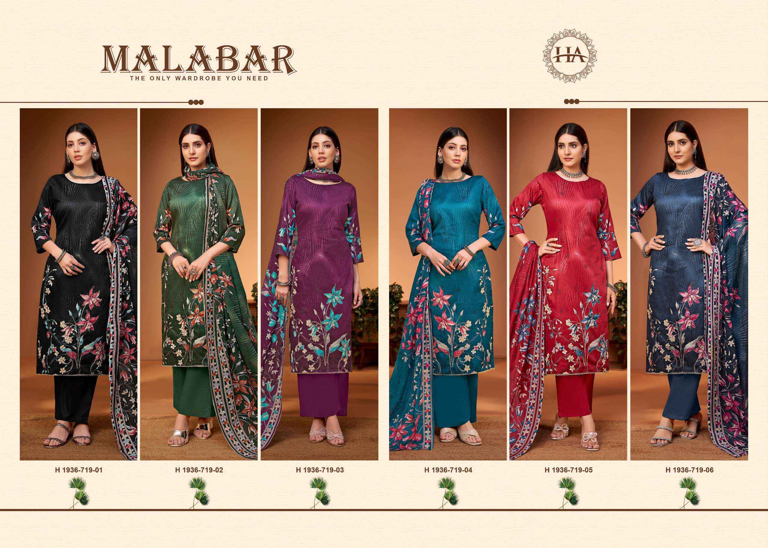 Harshit Fashion Malabar Jam Cotton Dress Material (6 pcs Catalogue)