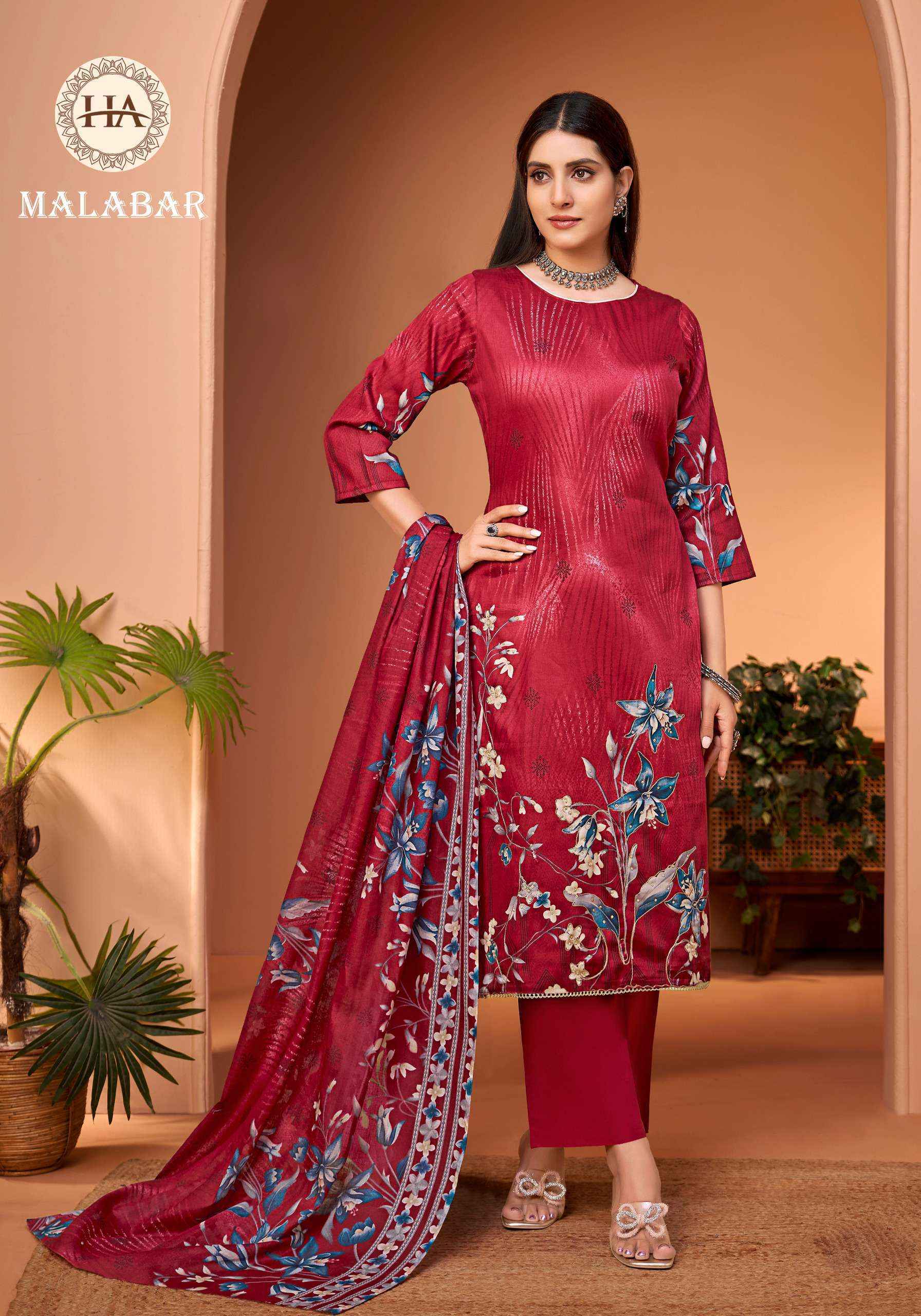 Harshit Fashion Malabar Jam Cotton Dress Material (6 pcs Catalogue)