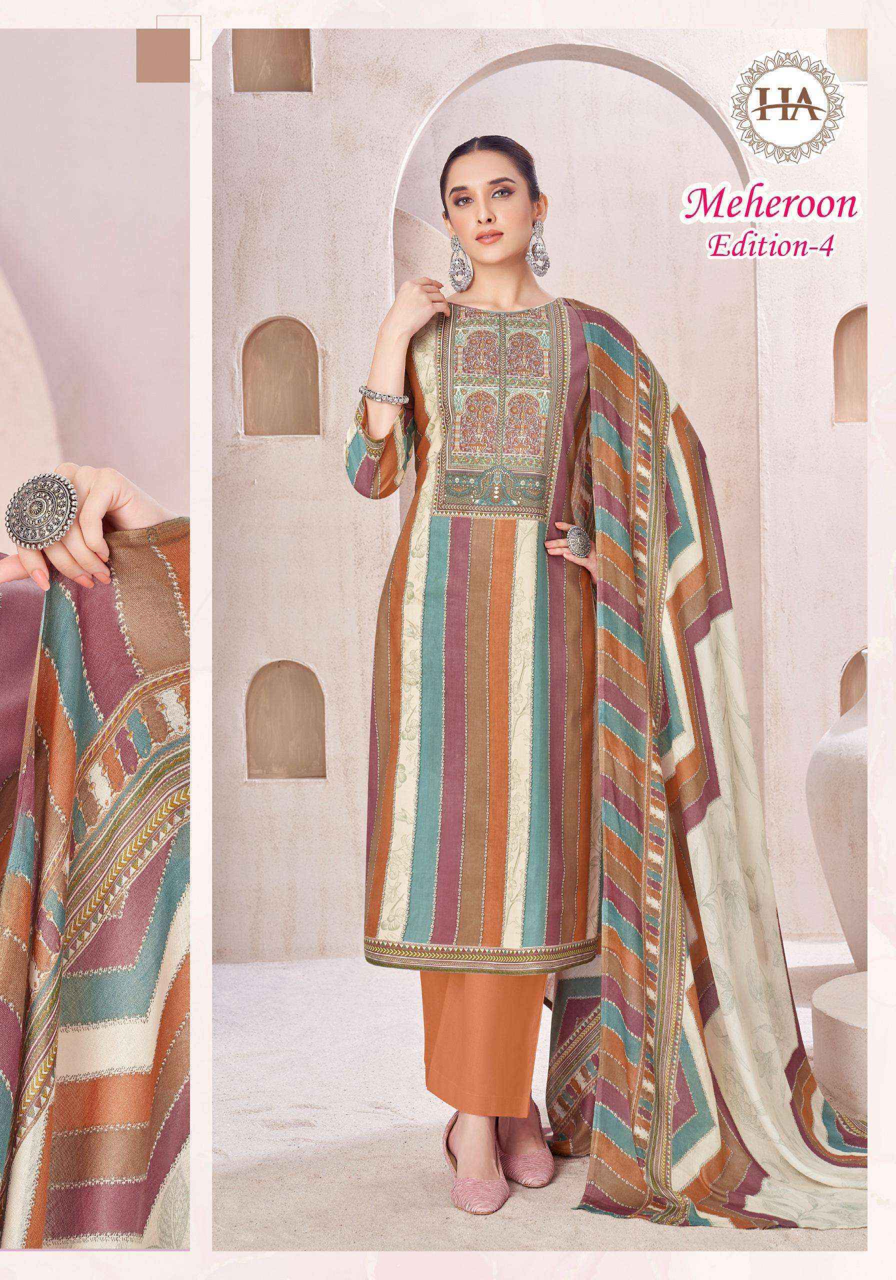 Harshit Fashion Meheroon Edition-4 Viscouse Dress Material (6 pcs Catalogue)