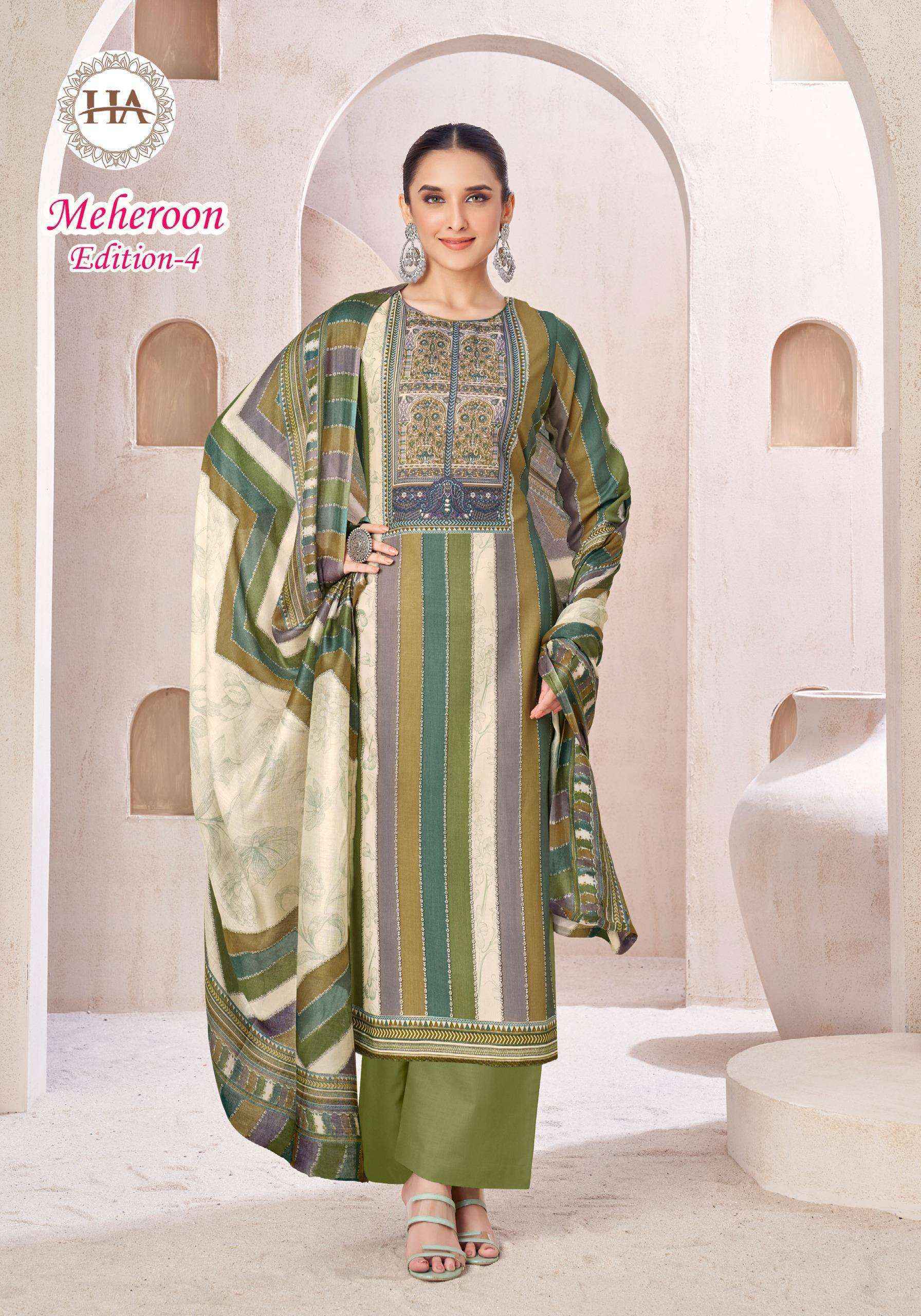 Harshit Fashion Meheroon Edition-4 Viscouse Dress Material (6 pcs Catalogue)