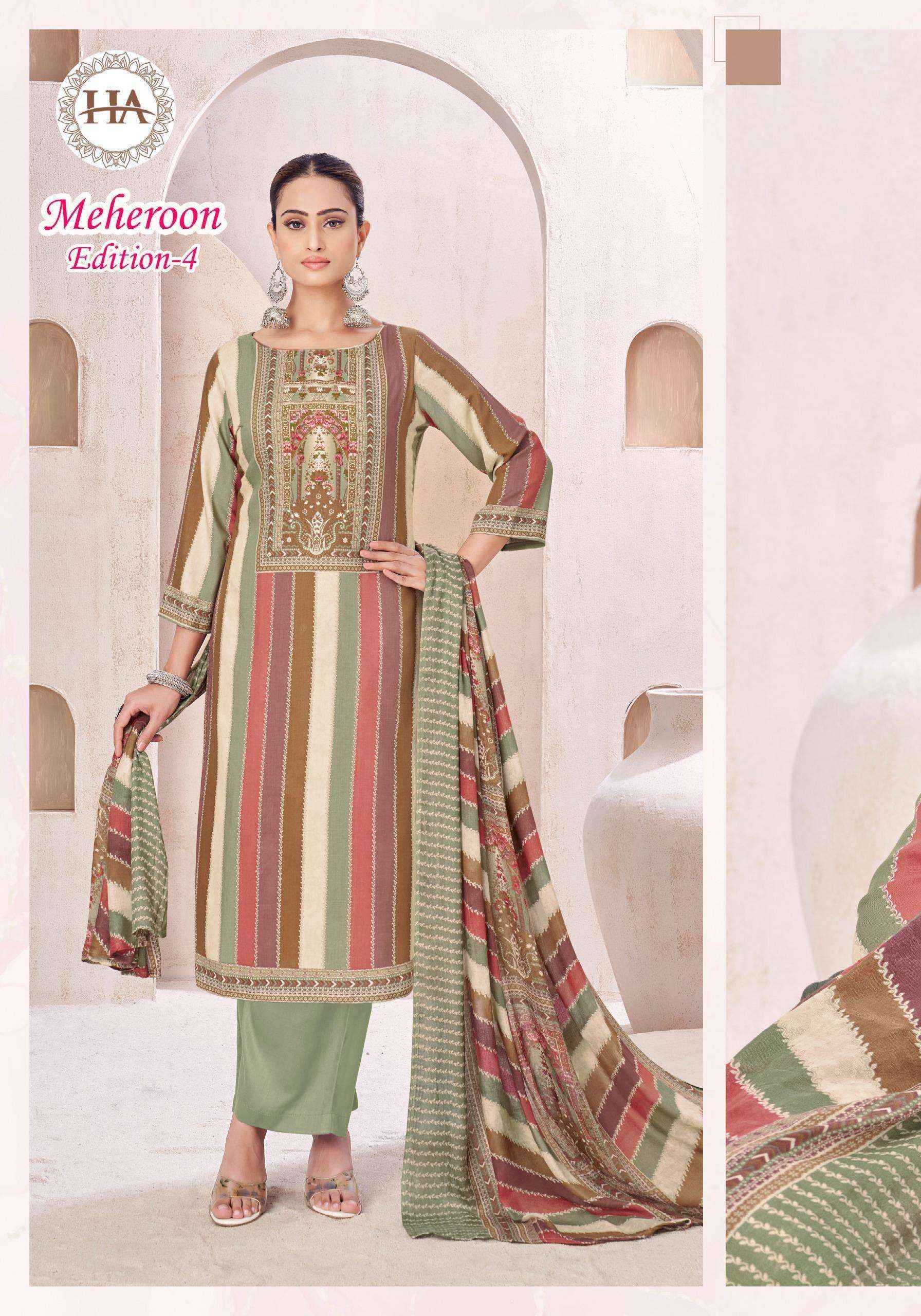 Harshit Fashion Meheroon Edition-4 Viscouse Dress Material (6 pcs Catalogue)