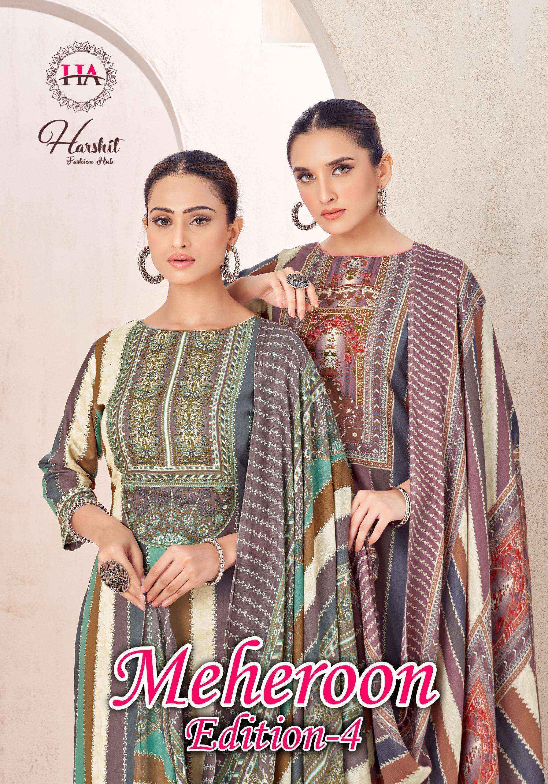 Harshit Fashion Meheroon Edition-4 Viscouse Dress Material (6 pcs Catalogue)