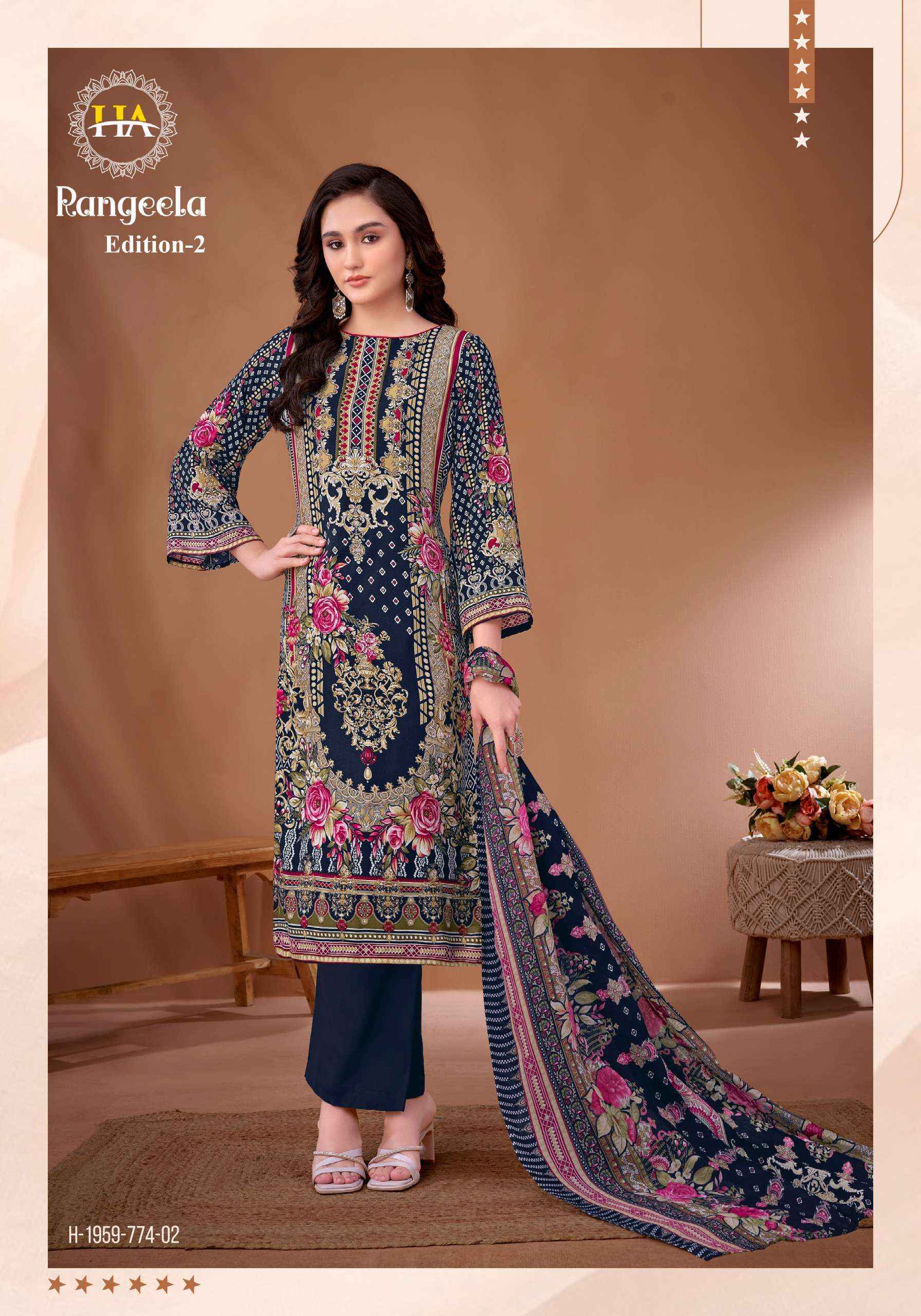 Harshit Fashion Rangeela Vol 2 Viscose Rayon Dress Material 8 pcs Catalogue