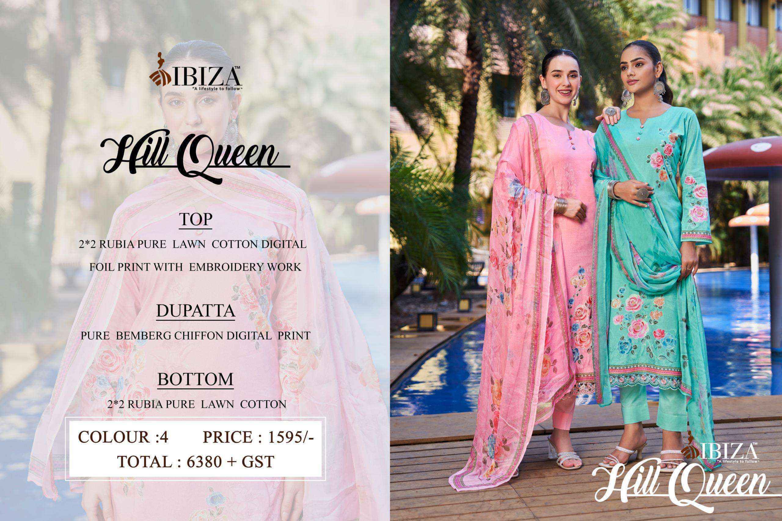Ibiza Hill Queen Lawn Cotton Dress Material (4 Pc Catalogue)
