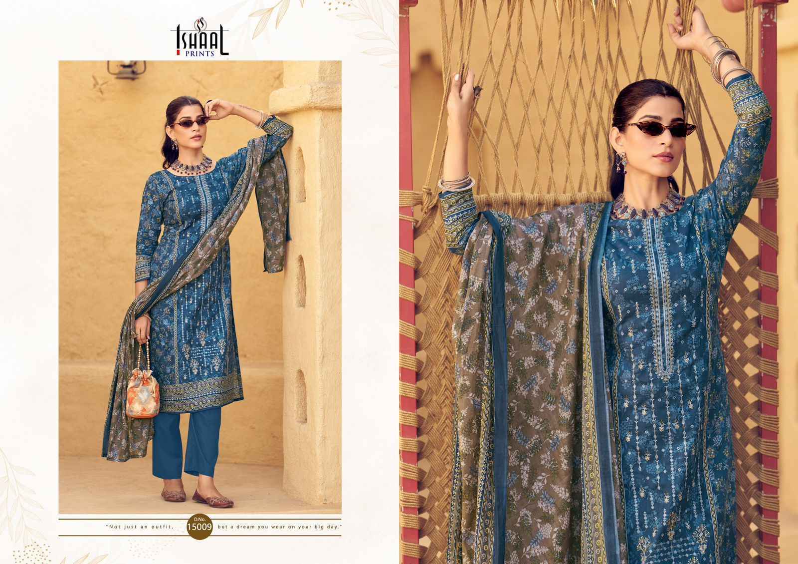 Ishaal Embroidered Vol-15 Lawn Cotton Dress Material (10 pcs Catalogue)