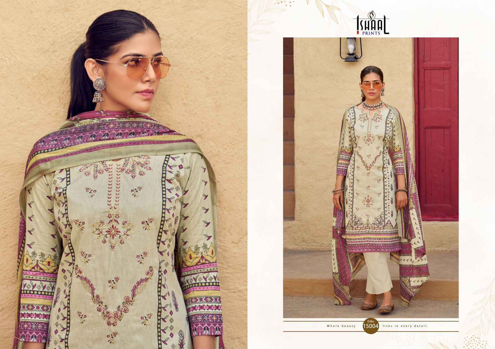 Ishaal Embroidered Vol-15 Lawn Cotton Dress Material (10 pcs Catalogue)
