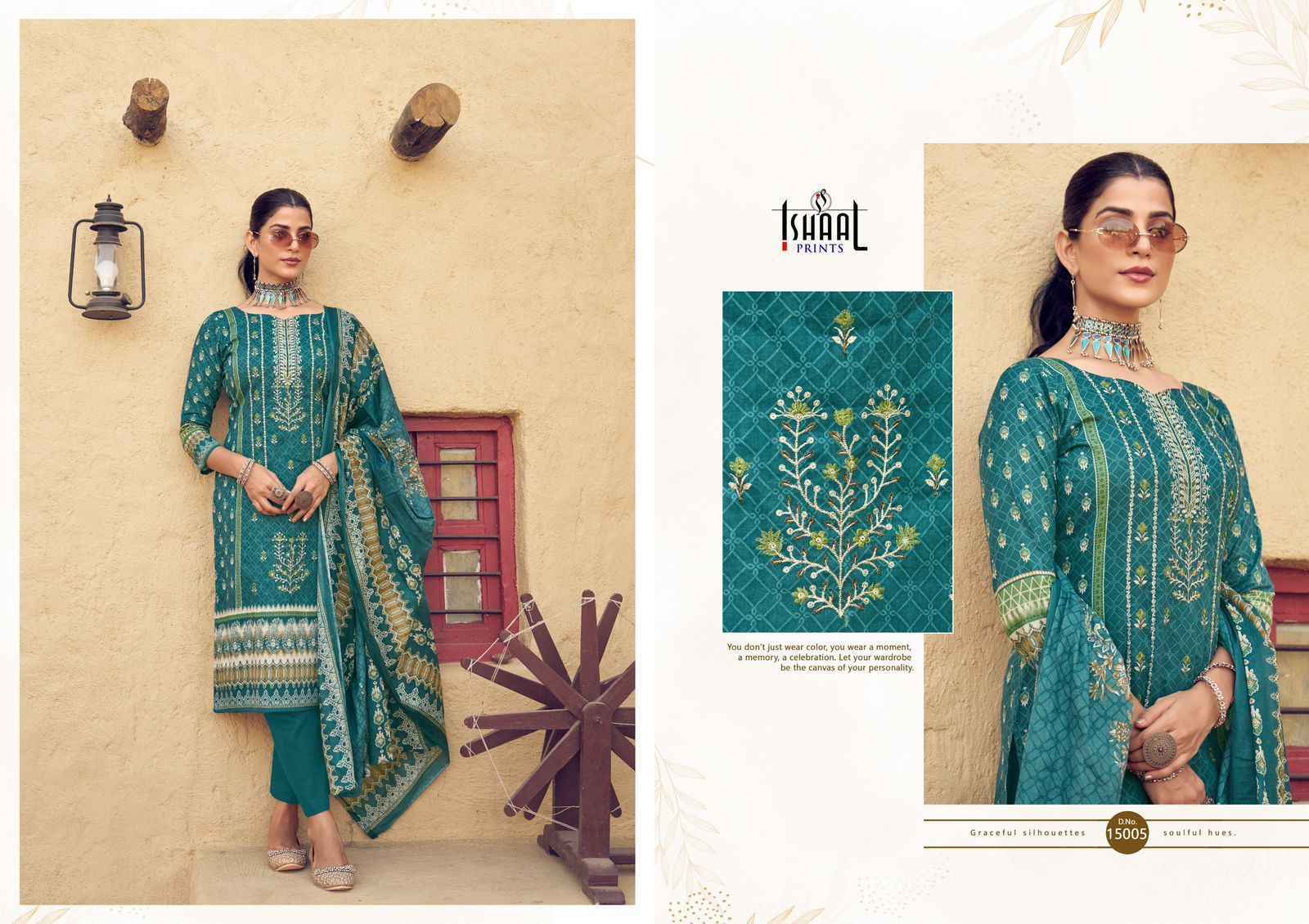 Ishaal Embroidered Vol-15 Lawn Cotton Dress Material (10 pcs Catalogue)