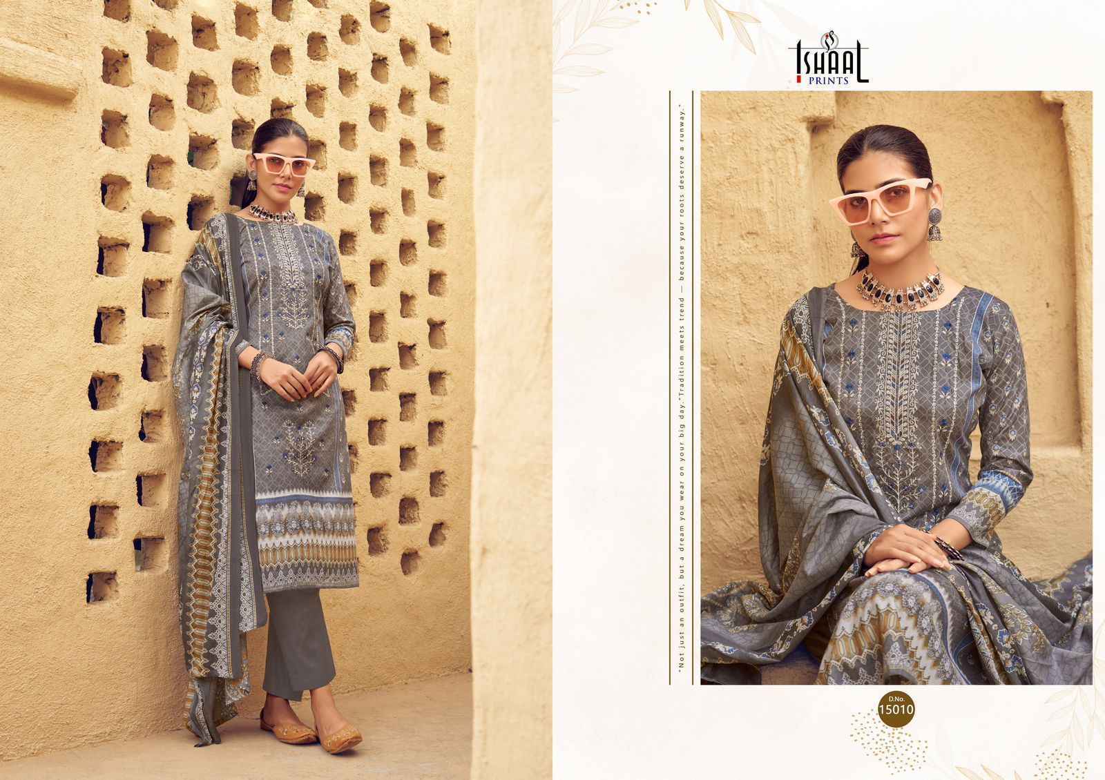 Ishaal Embroidered Vol-15 Lawn Cotton Dress Material (10 pcs Catalogue)