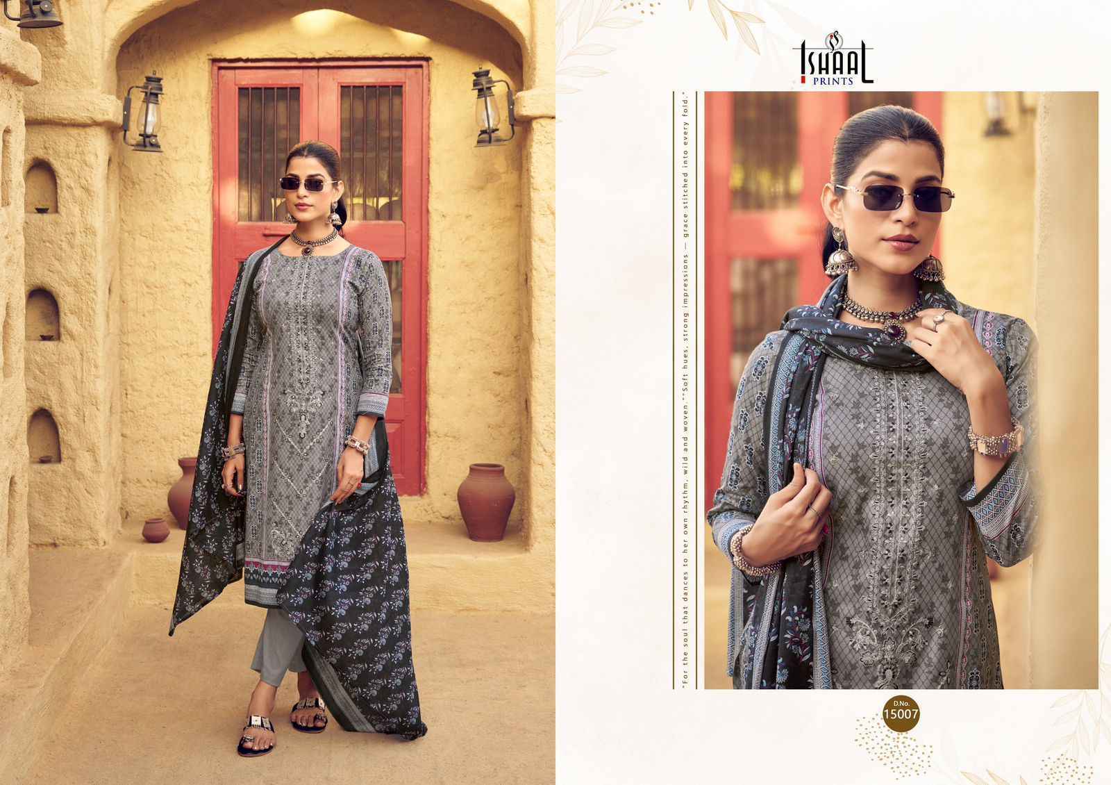 Ishaal Embroidered Vol-15 Lawn Cotton Dress Material (10 pcs Catalogue)