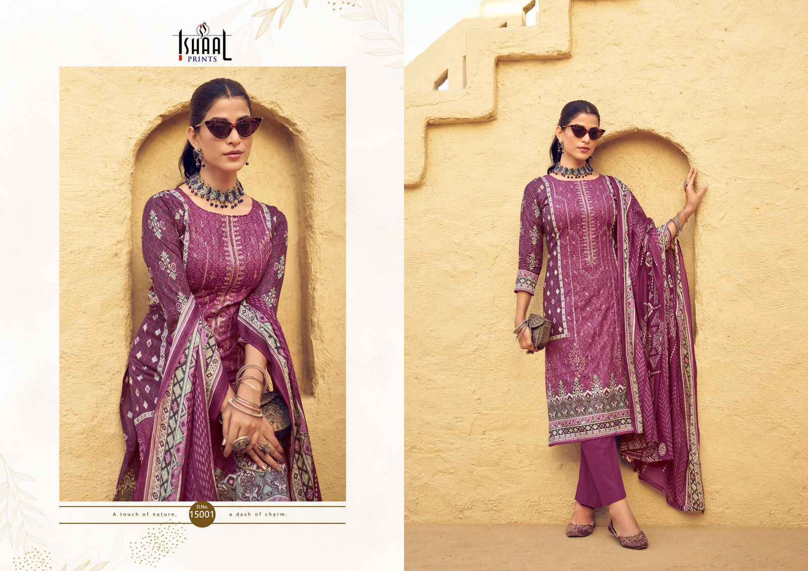 Ishaal Embroidered Vol-15 Lawn Cotton Dress Material (10 pcs Catalogue)