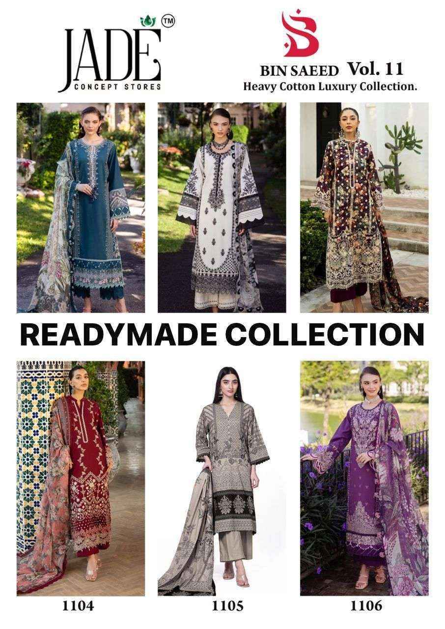 Jade Bin Saeed Heavy Luxury Vol-11 Readymade Cotton Dress (6 pcs Catalogue)