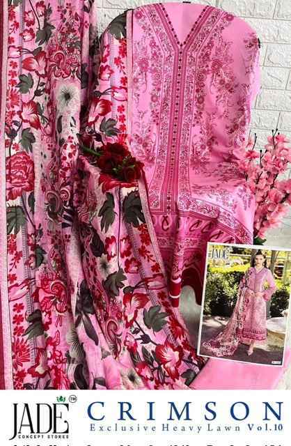 Jade Crimson Vol-10 Lawn Dress Material (6 pc Cataloge)