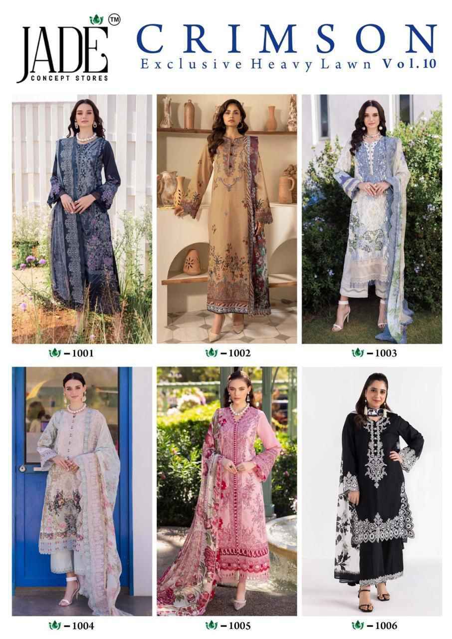 Jade Crimson Vol-10 Lawn Dress Material (6 pc Cataloge)
