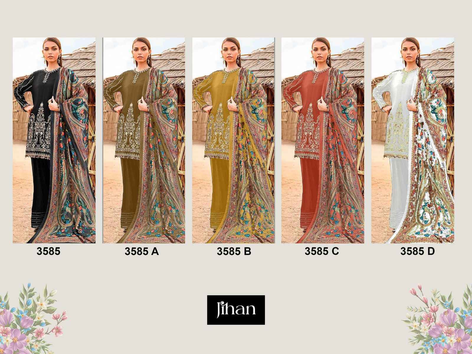 Jihan 3585 Rayon Cotton Dress Material (5 pcs Catalogue)