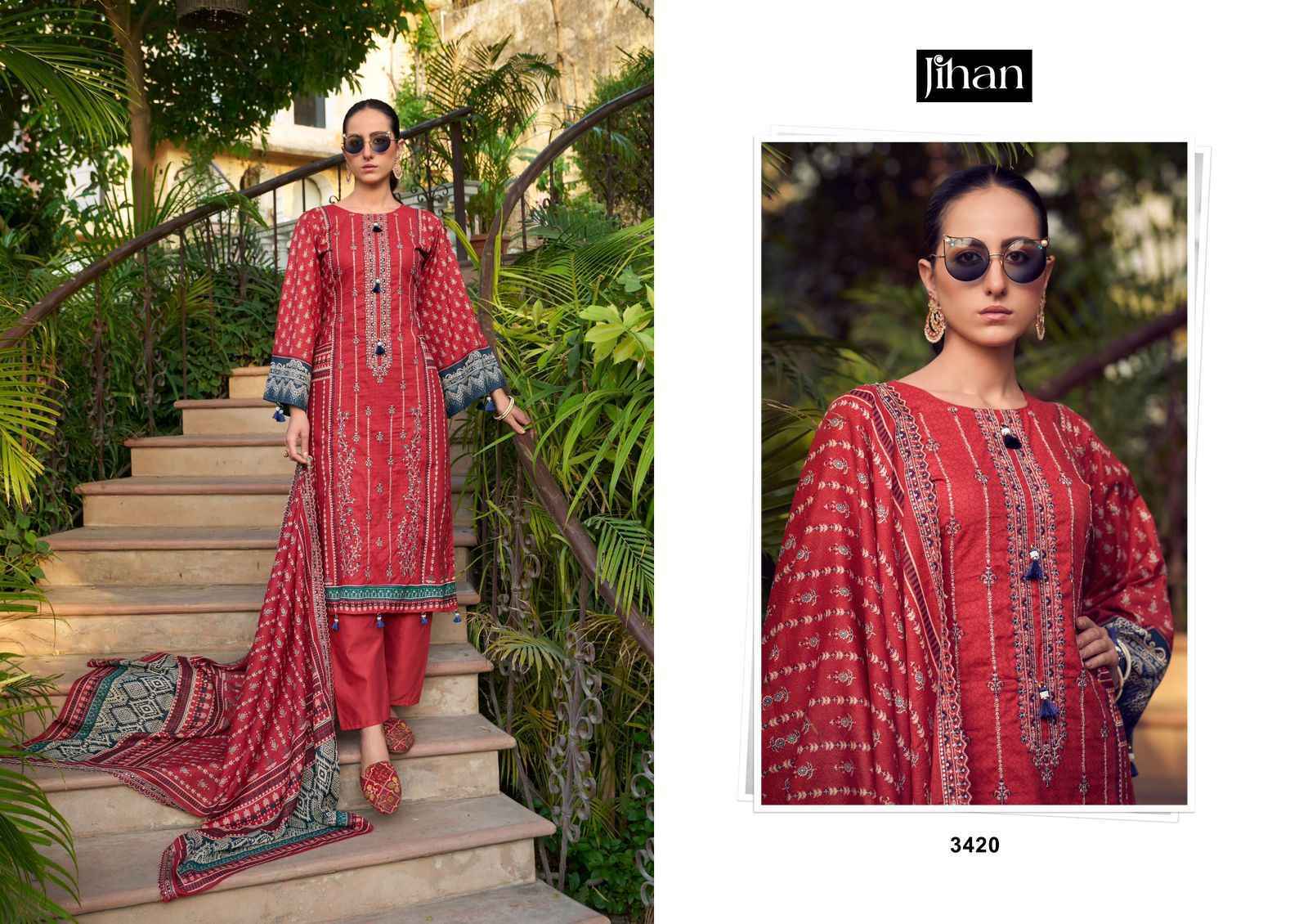 Jihan Bin Saeed Vol 10 Cotton Dress Material 4 pcs Catalogue