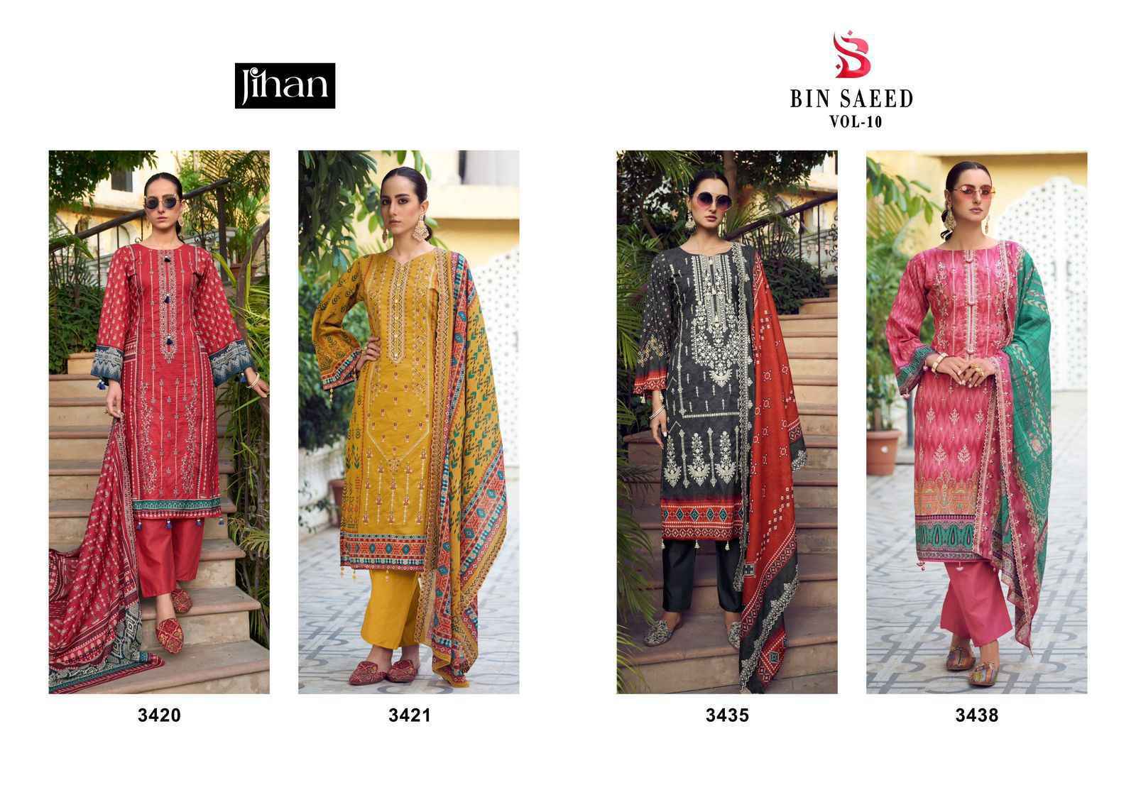 Jihan Bin Saeed Vol 10 Cotton Dress Material 4 pcs Catalogue