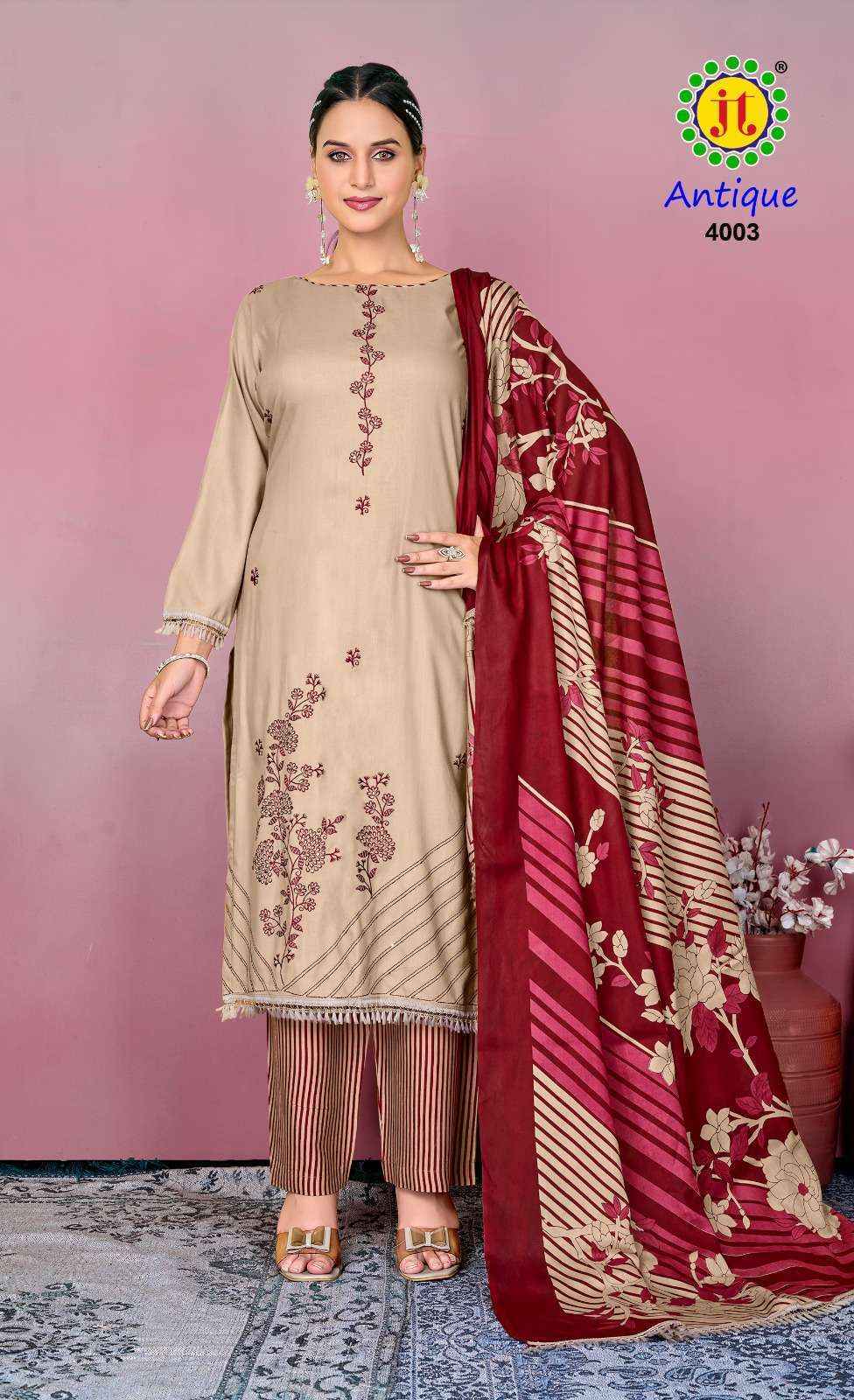 Jt Antique Vol 4 Rayon Dress Material 5 pcs Catalogue