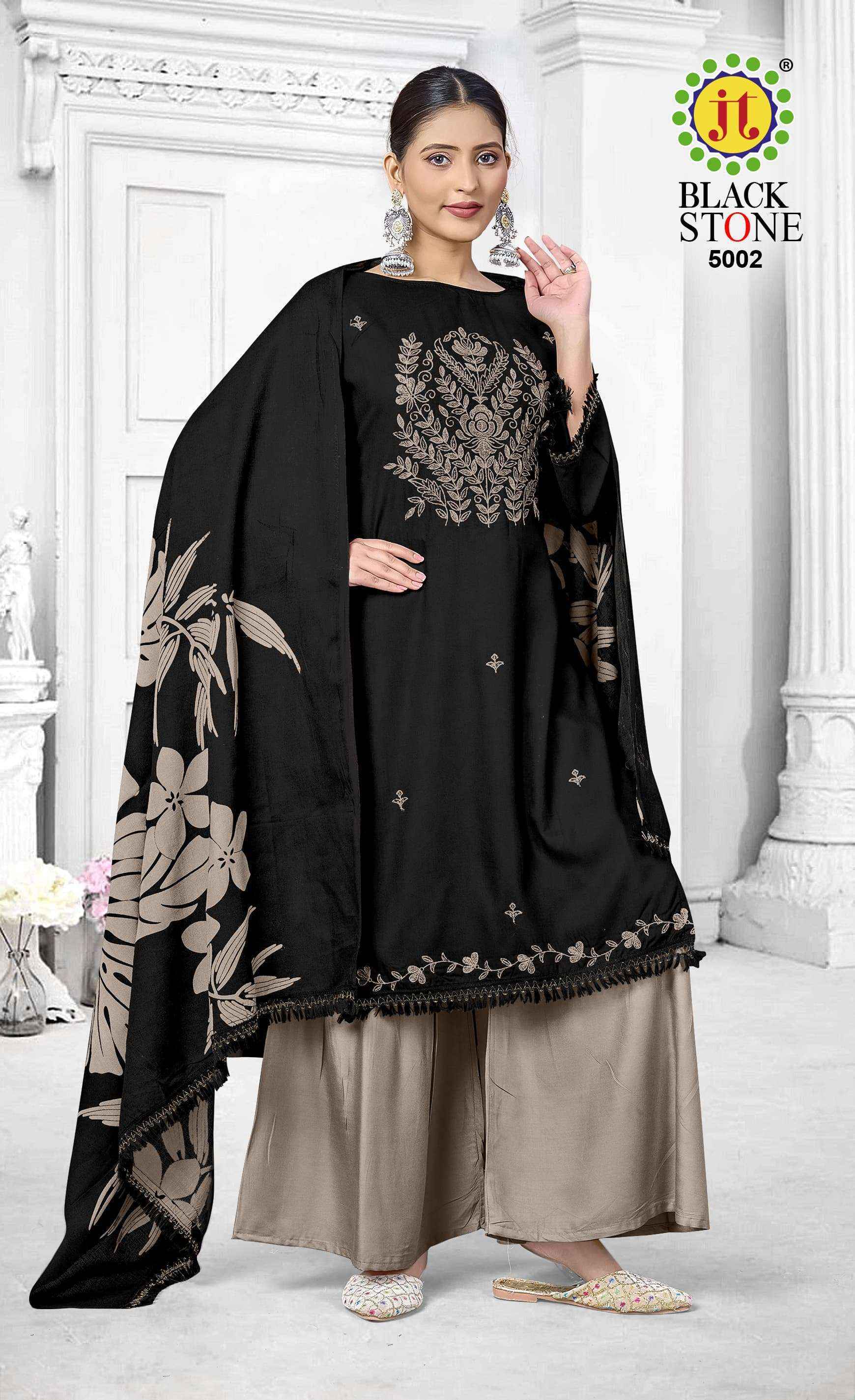 Jt Black Stone Vol-5 Rayon Dress Material (5 pcs Catalogue)