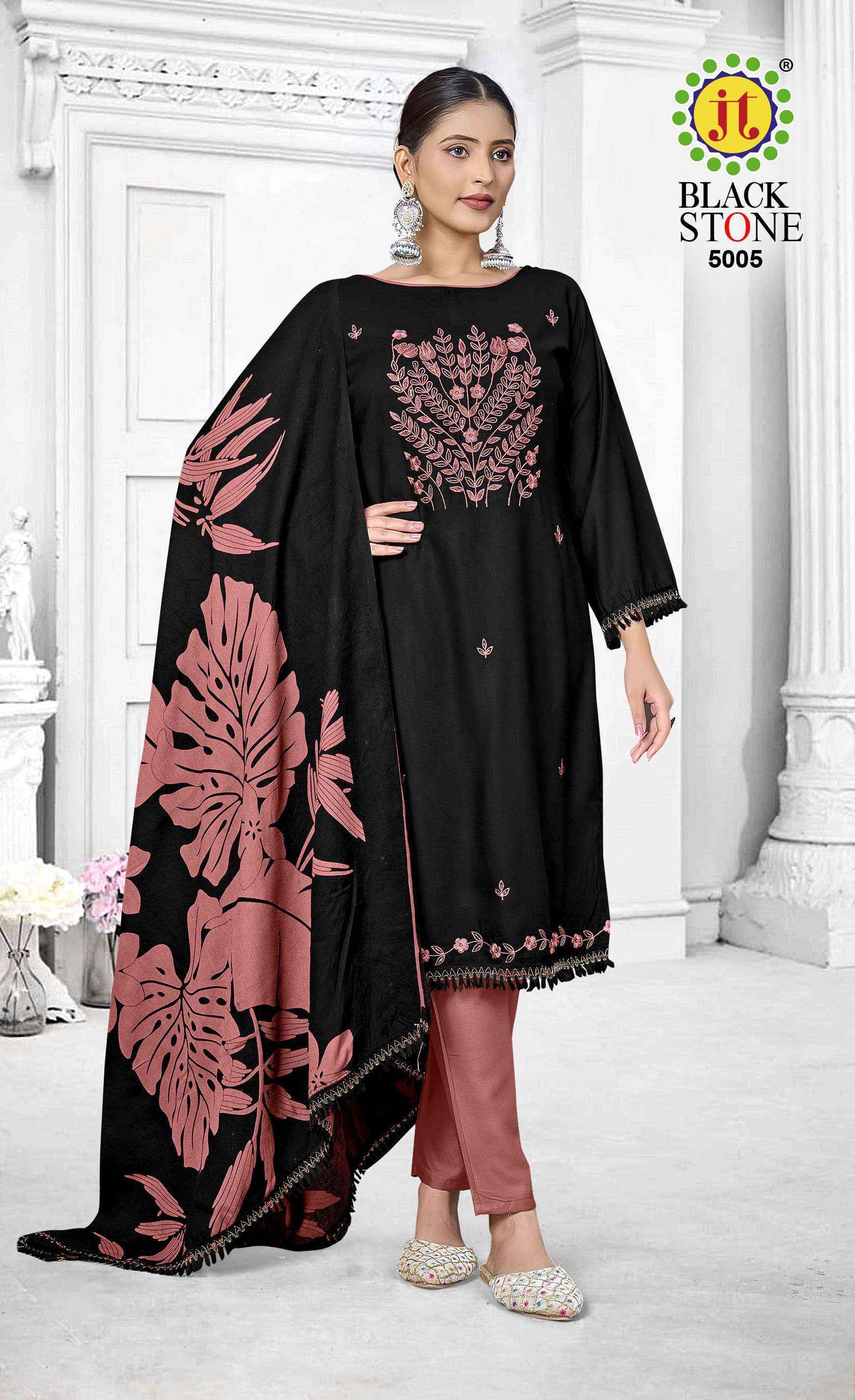 Jt Black Stone Vol-5 Rayon Dress Material (5 pcs Catalogue)