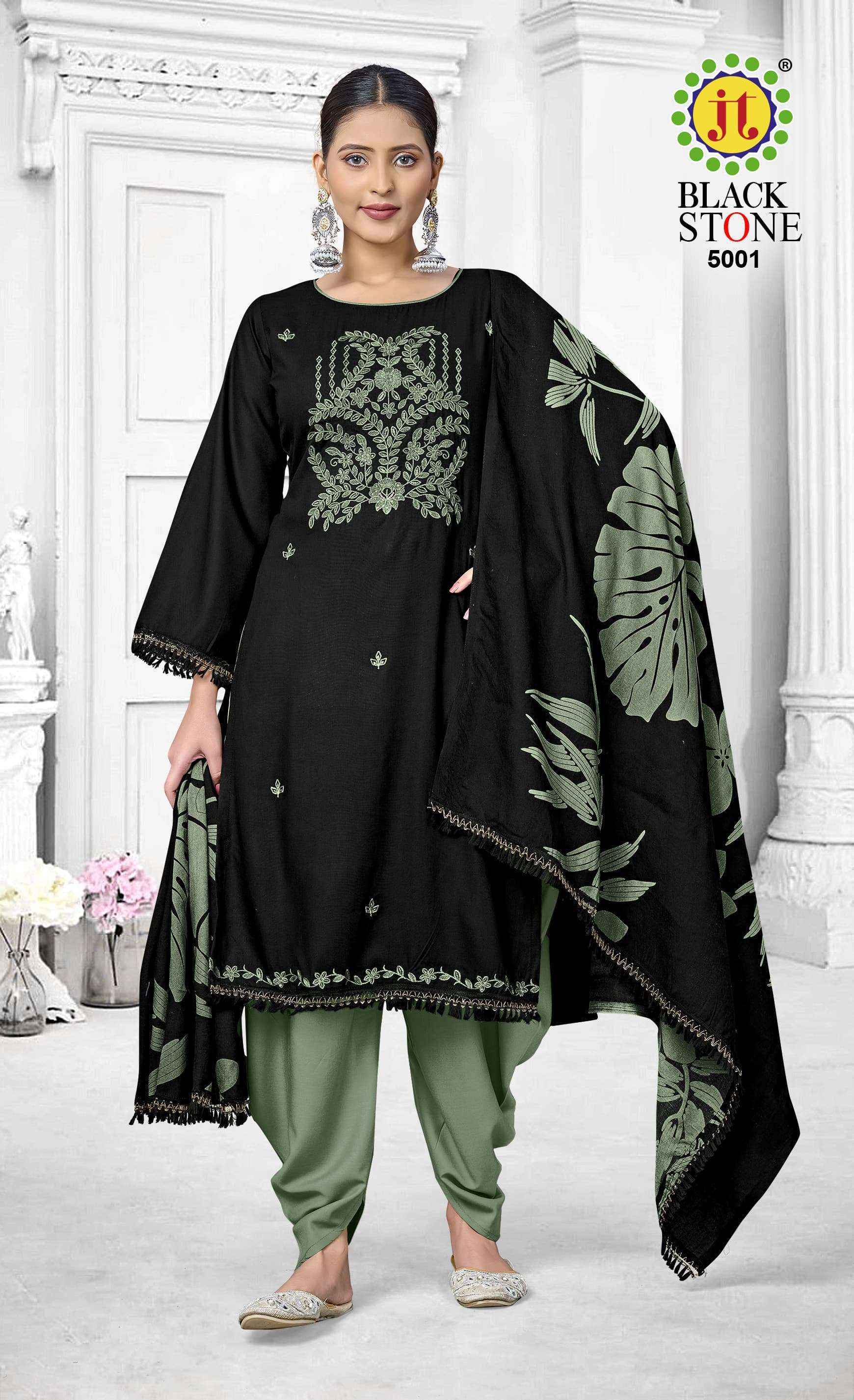 Jt Black Stone Vol-5 Rayon Dress Material (5 pcs Catalogue)
