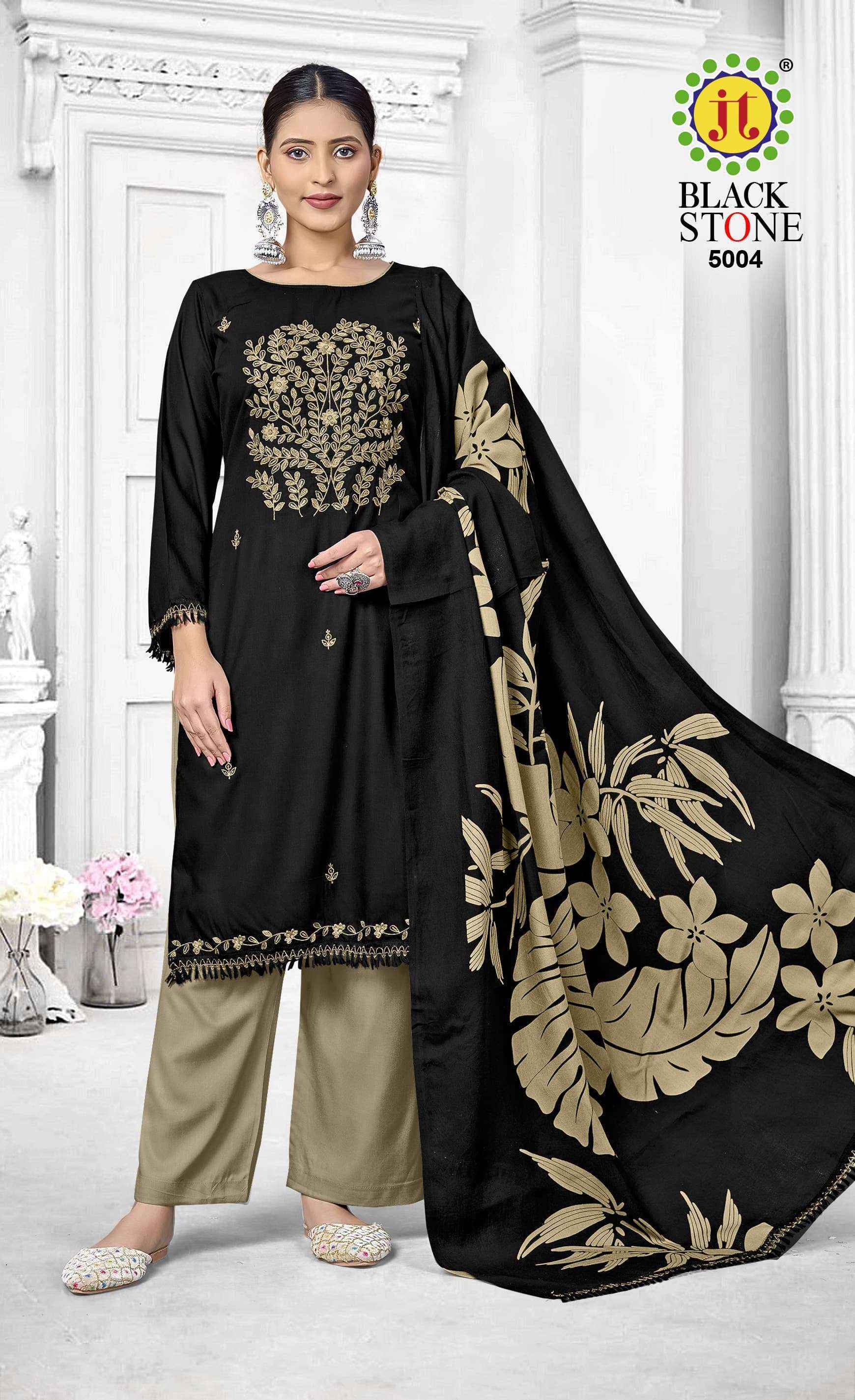 Jt Black Stone Vol-5 Rayon Dress Material (5 pcs Catalogue)