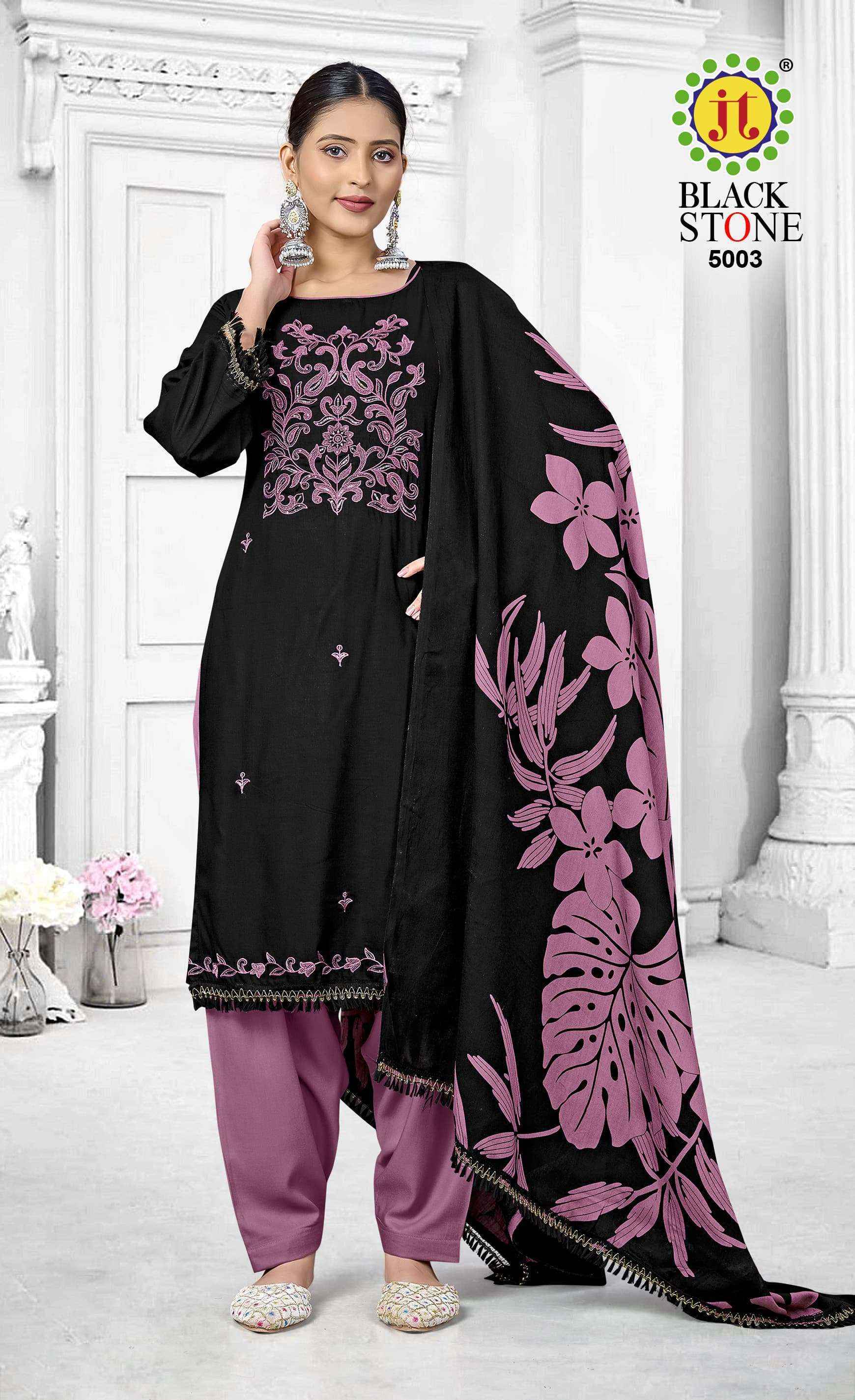 Jt Black Stone Vol-5 Rayon Dress Material (5 pcs Catalogue)