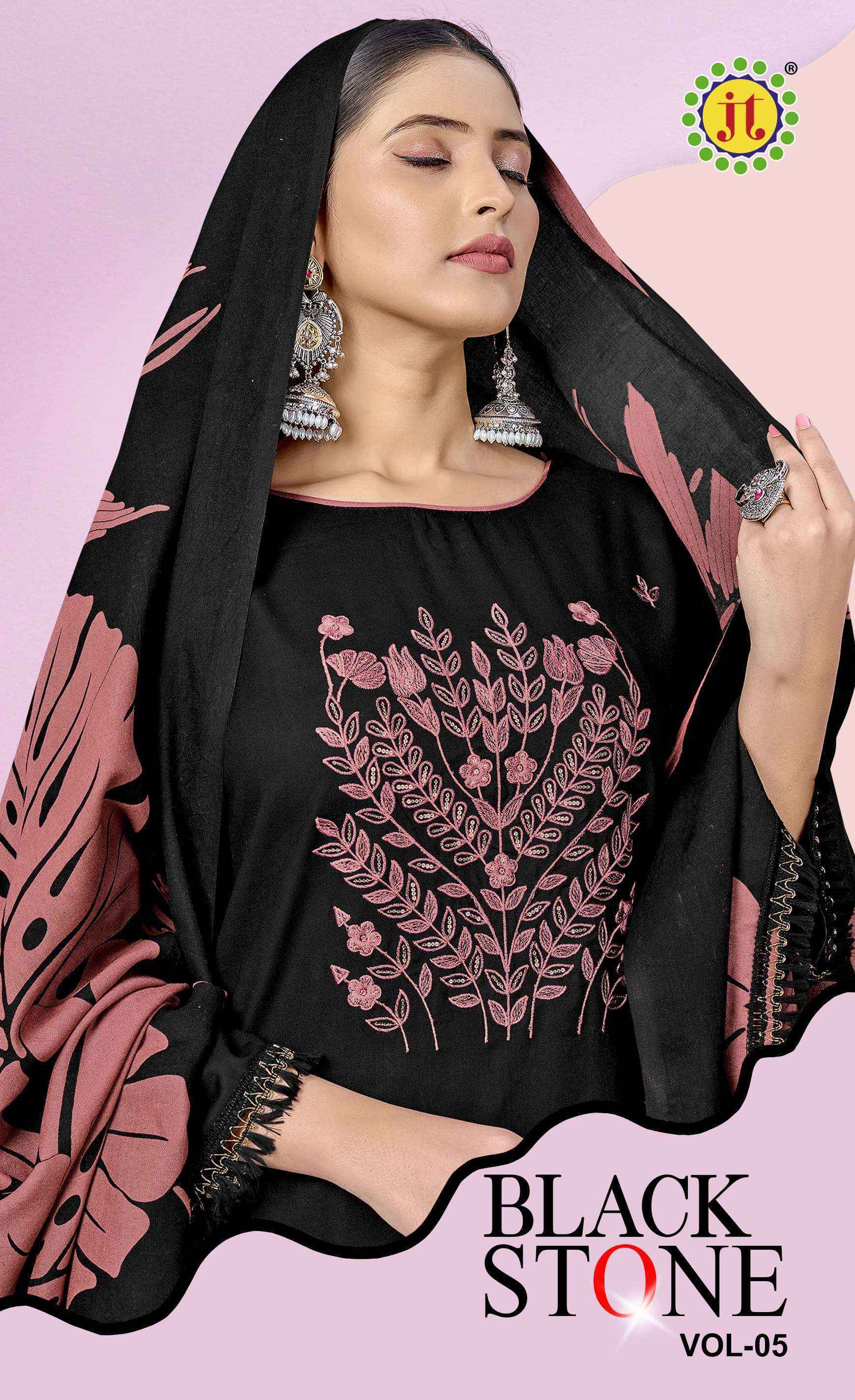 Jt Black Stone Vol-5 Rayon Dress Material (5 pcs Catalogue)