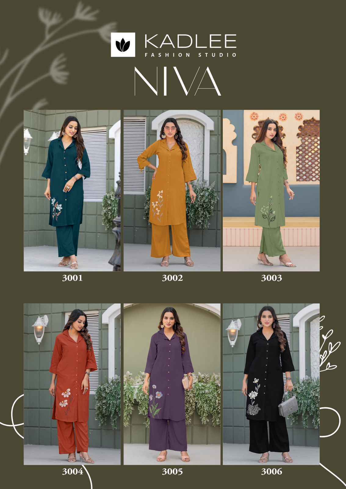Kadlee Niva Rayon Co Ord Set 6 pcs Catalogue
