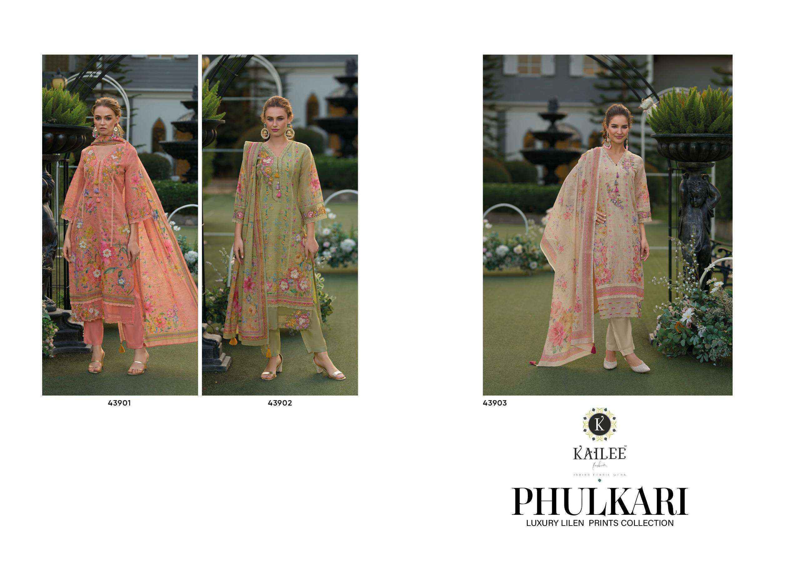 Kailee Fashion Phulkari Linen Cotton Readymade Suit (3 pcs Catalogue)