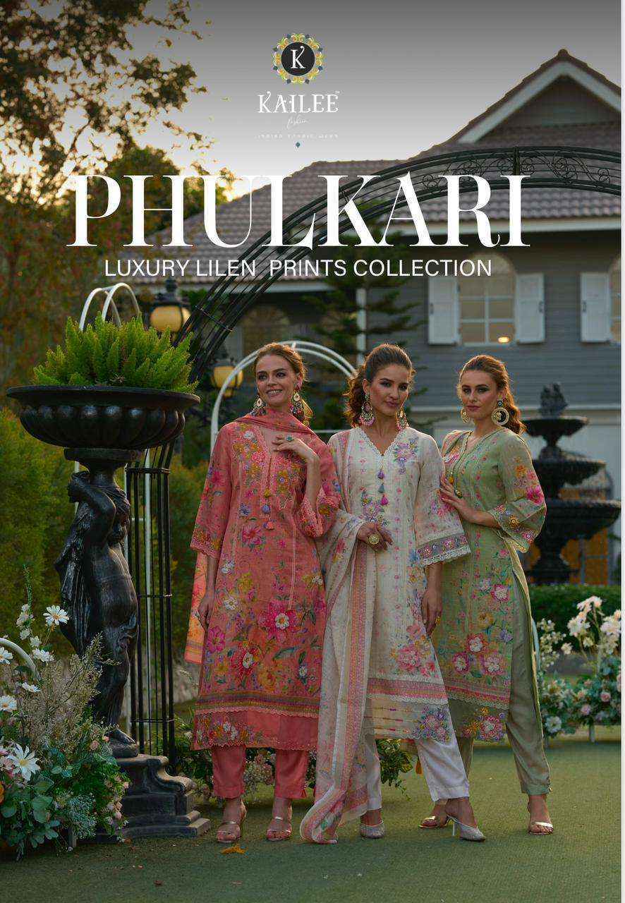 Kailee Fashion Phulkari Linen Cotton Readymade Suit (3 pcs Catalogue)
