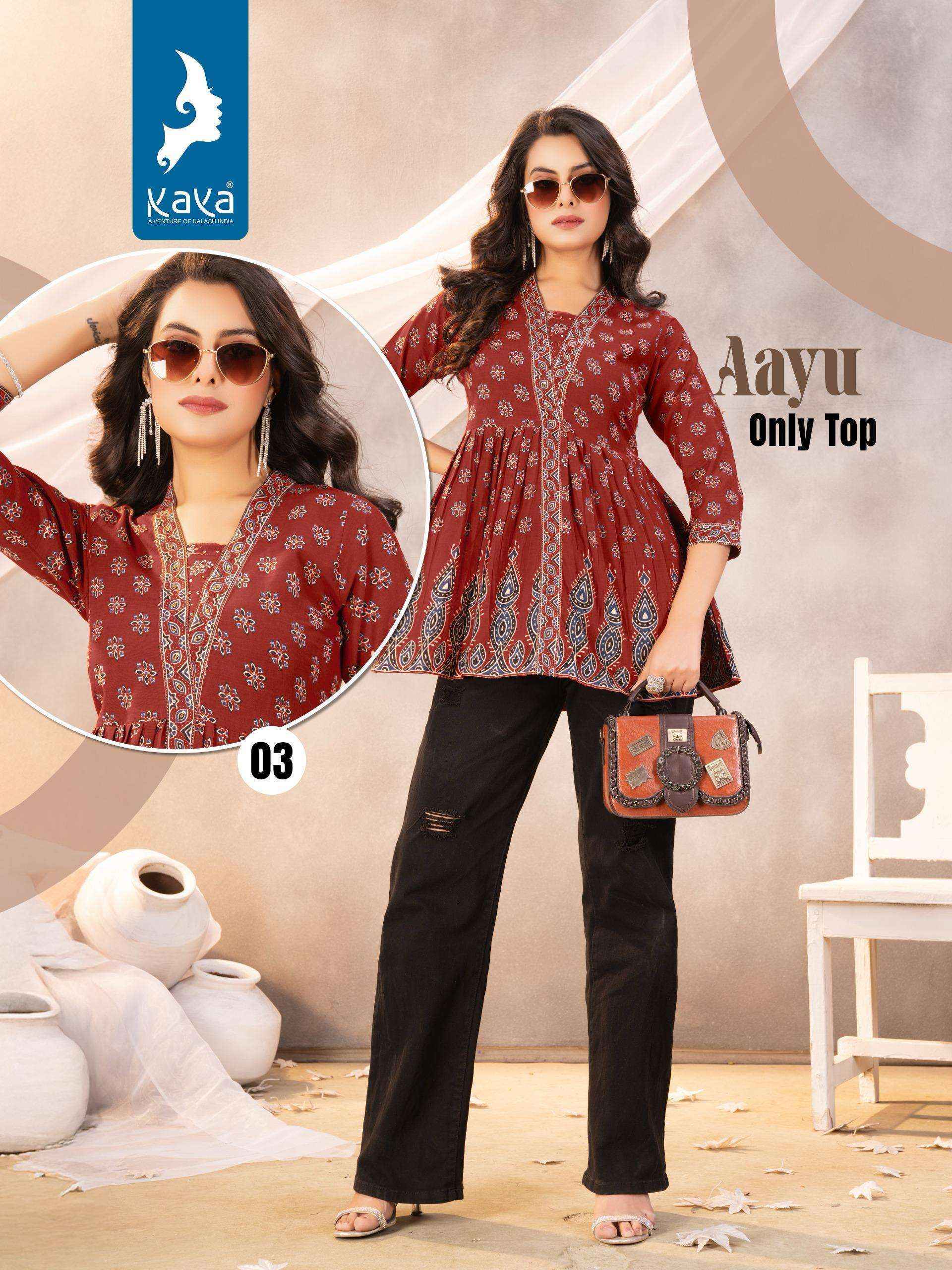 Kaya Aayu Weastern Cotton Top 4 pcs Catalogue