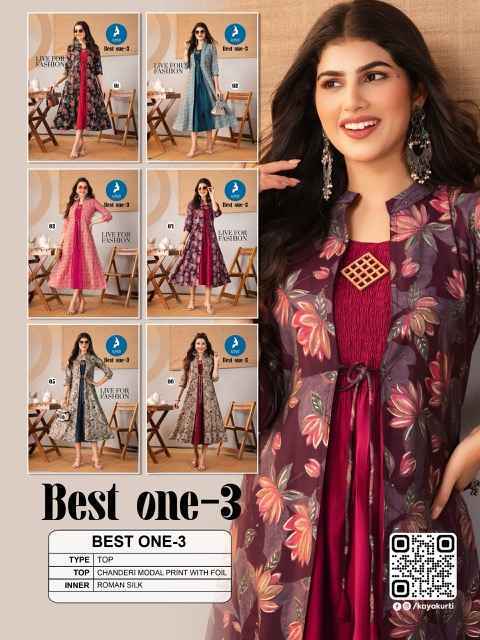 Kaya Best One-3 Chanderi Kurti (6 pcs Catalogue)