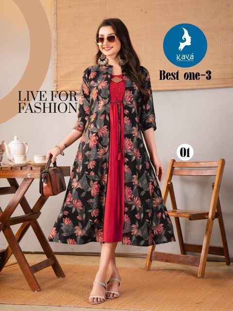 Kaya Best One-3 Chanderi Kurti (6 pcs Catalogue)