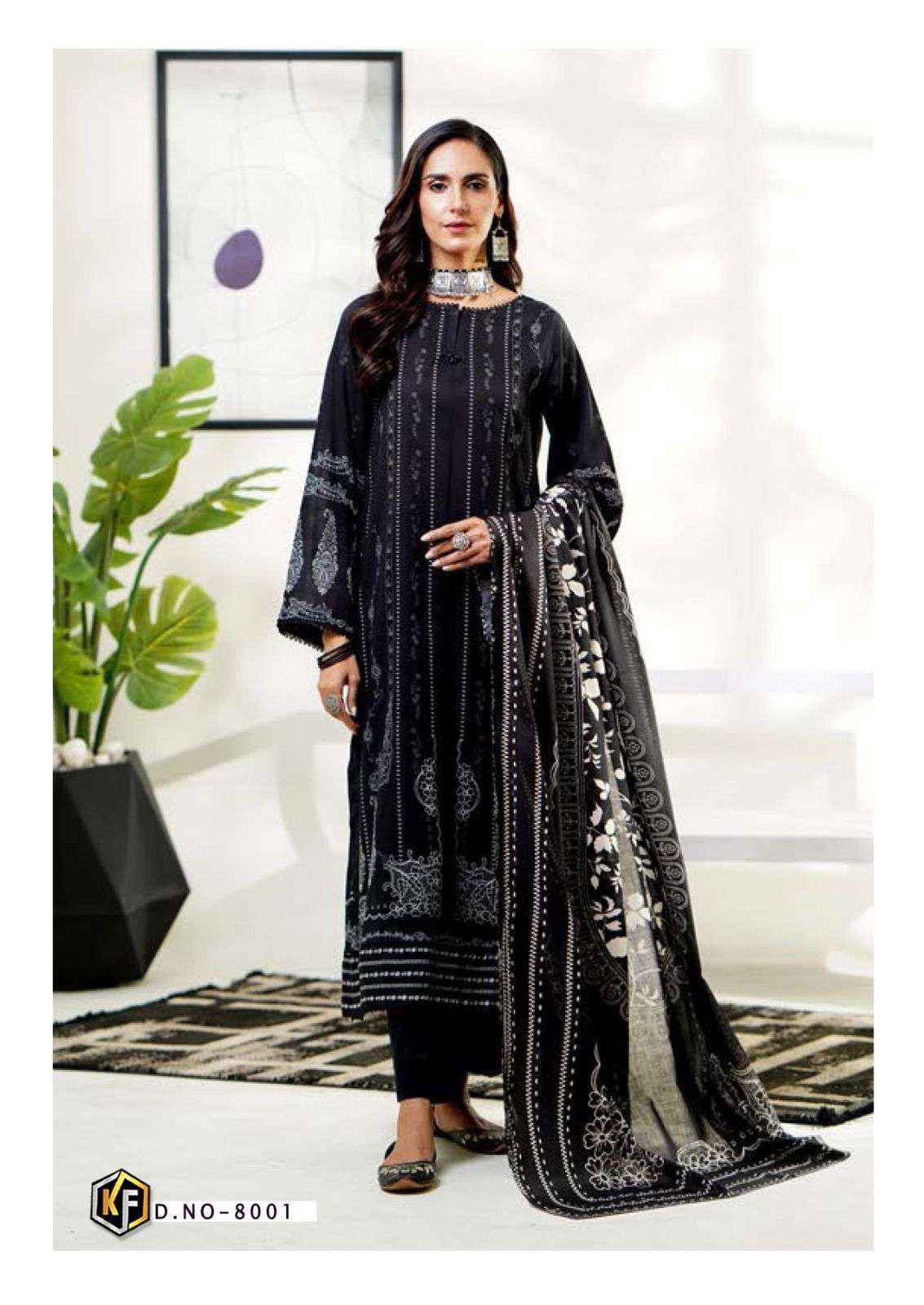 Keval Fab Roha Black & White Vol 8 Cotton Dress Material 6 pcs Catalogue